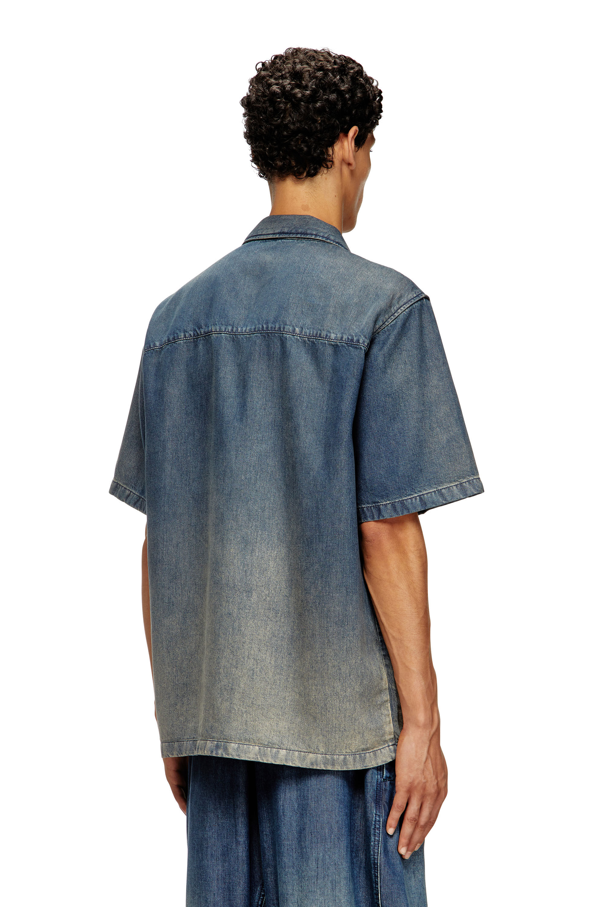 Diesel - D-NABIL-S3, Camicia bowling in denim fluido dégradé Uomo in Blu - 4