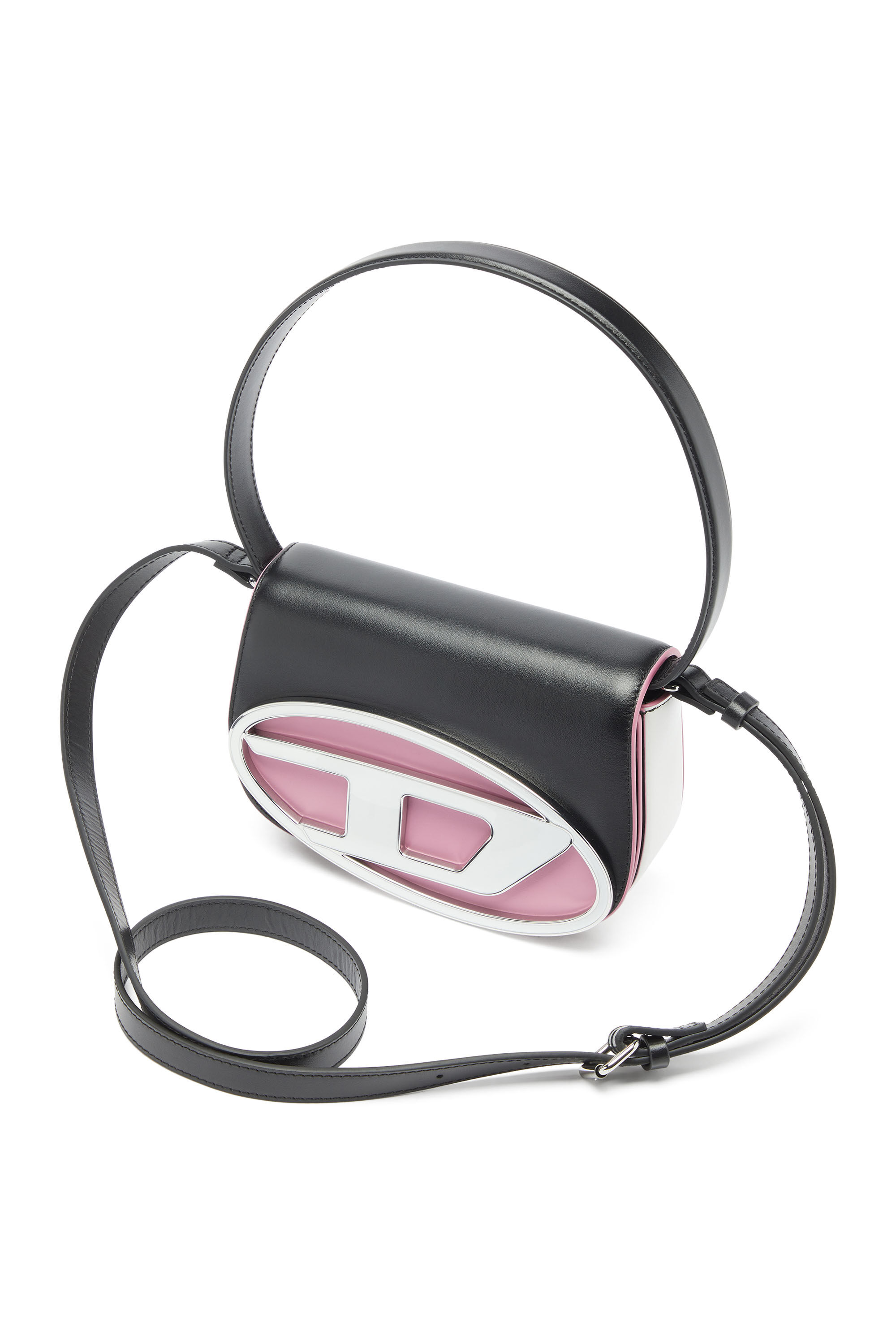 Diesel - 1DR, Damen 1DR - 1DR - Ikonische Schultertasche aus Nappa-Leder in Schwarz/Rosa - 5