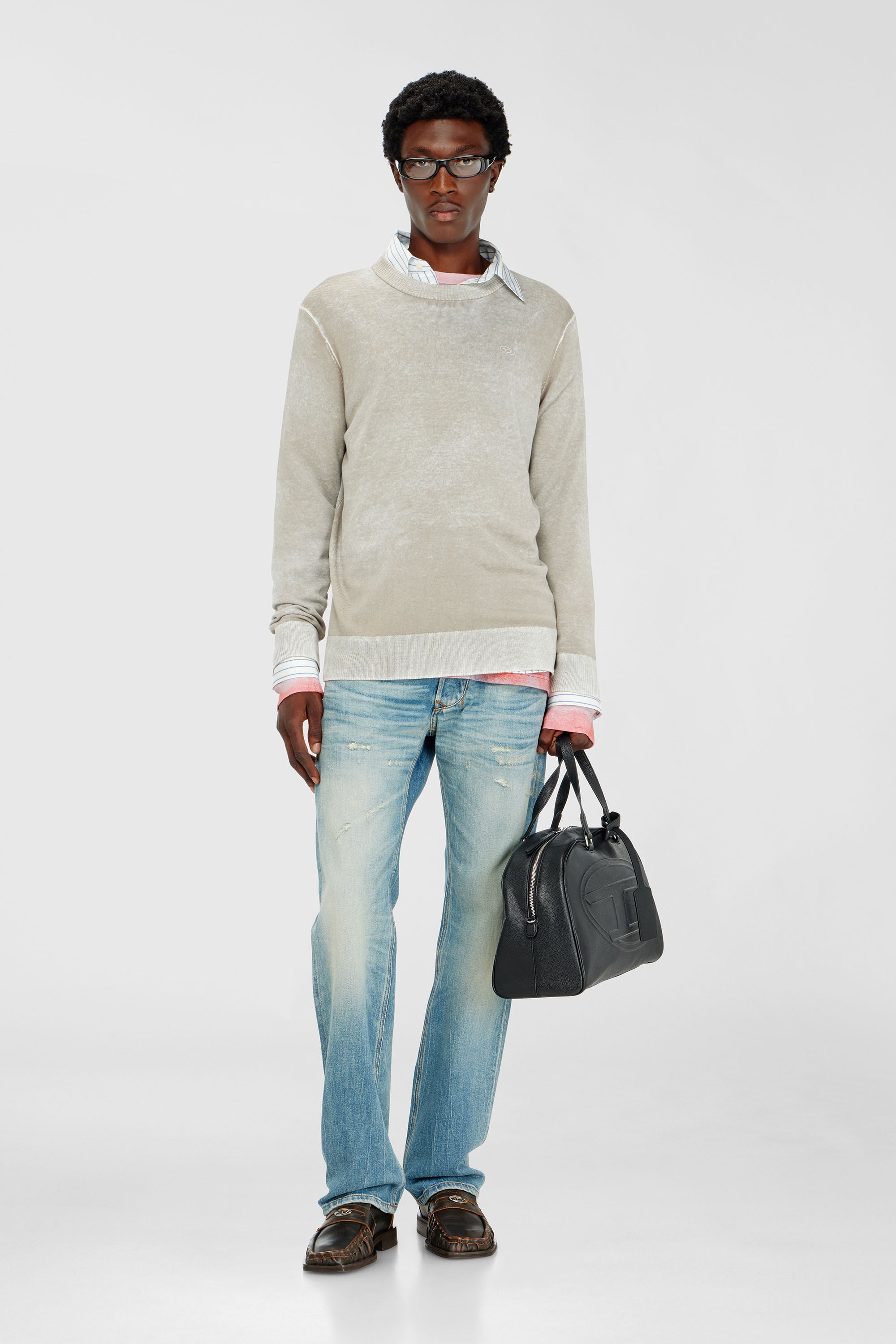Diesel - K-LAURENT, Maglia con stampa interna sfumata Uomo in Grigio - 1