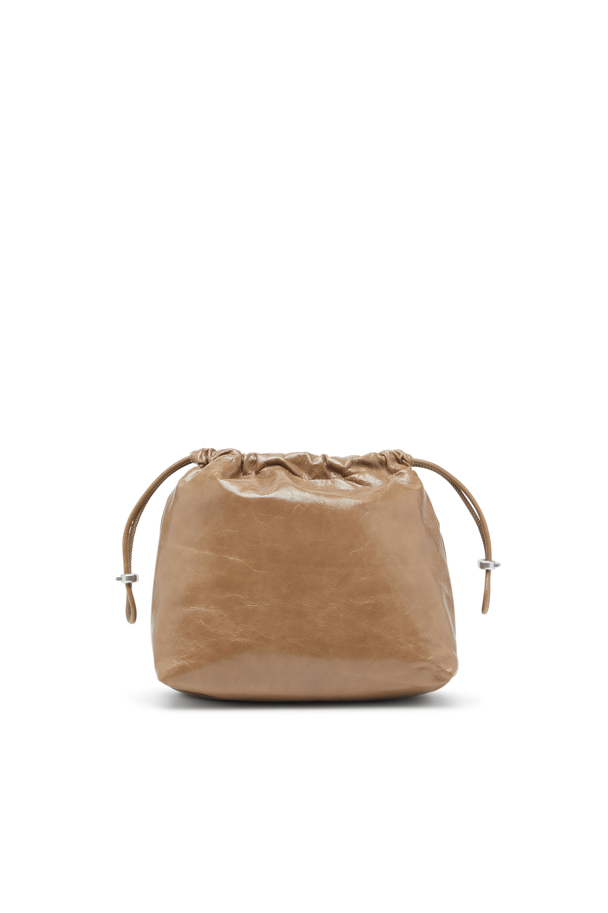 Diesel - SCRUNCH-D BUCKET, Scrunch-D-Borsa bucket in pelle lucida stropicciata Donna in Marrone - 3