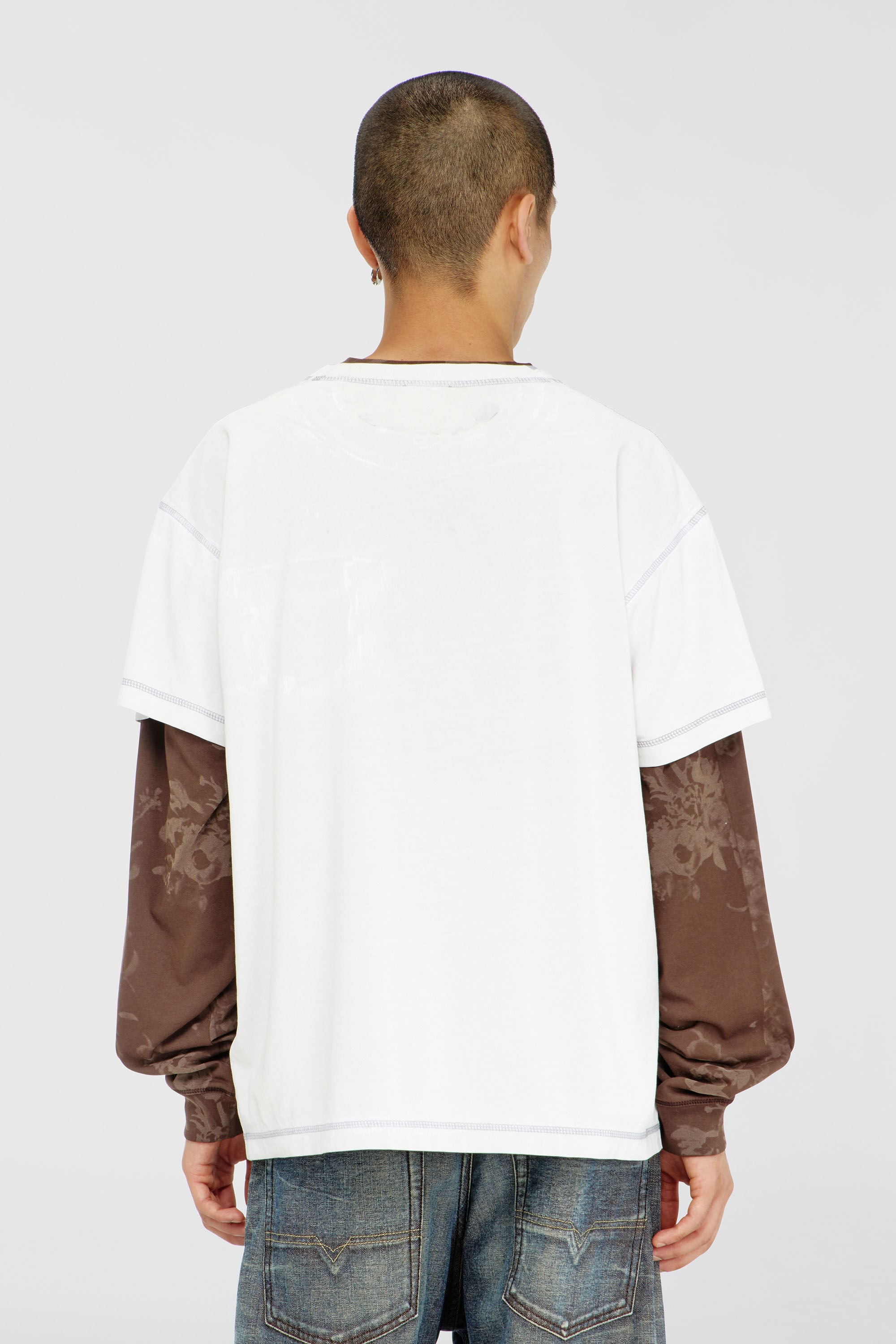Diesel - T-NORM-POCKET-AA1, Herren T-Shirt mit Brusttasche und Grafikprint in Wei&szlig; - 4