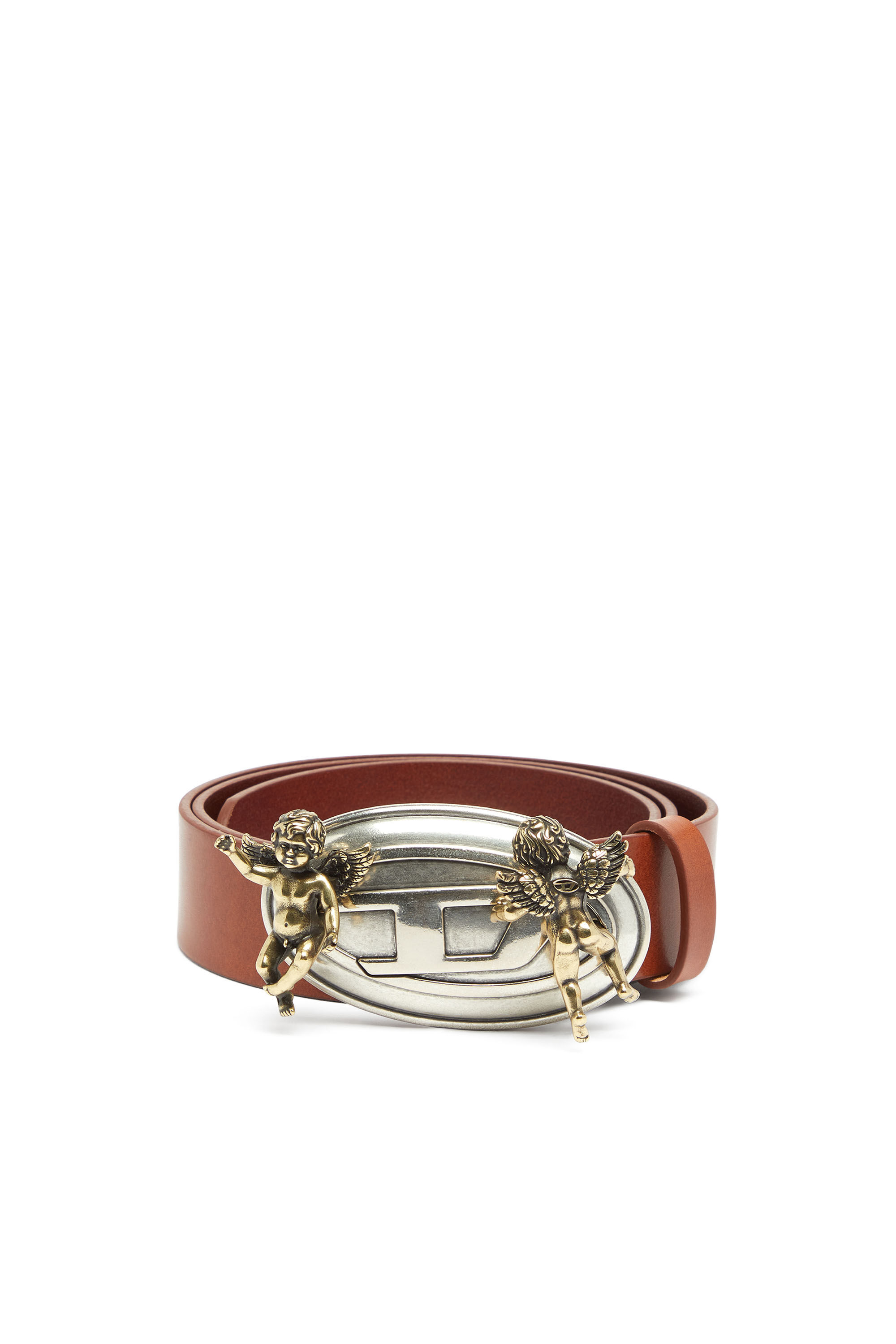 Diesel - B-OVAL ANGELS 35, Ceinture 3,5 cm en cuir avec boucle Oval D ch&eacute;rubin Femme in Marron - 1