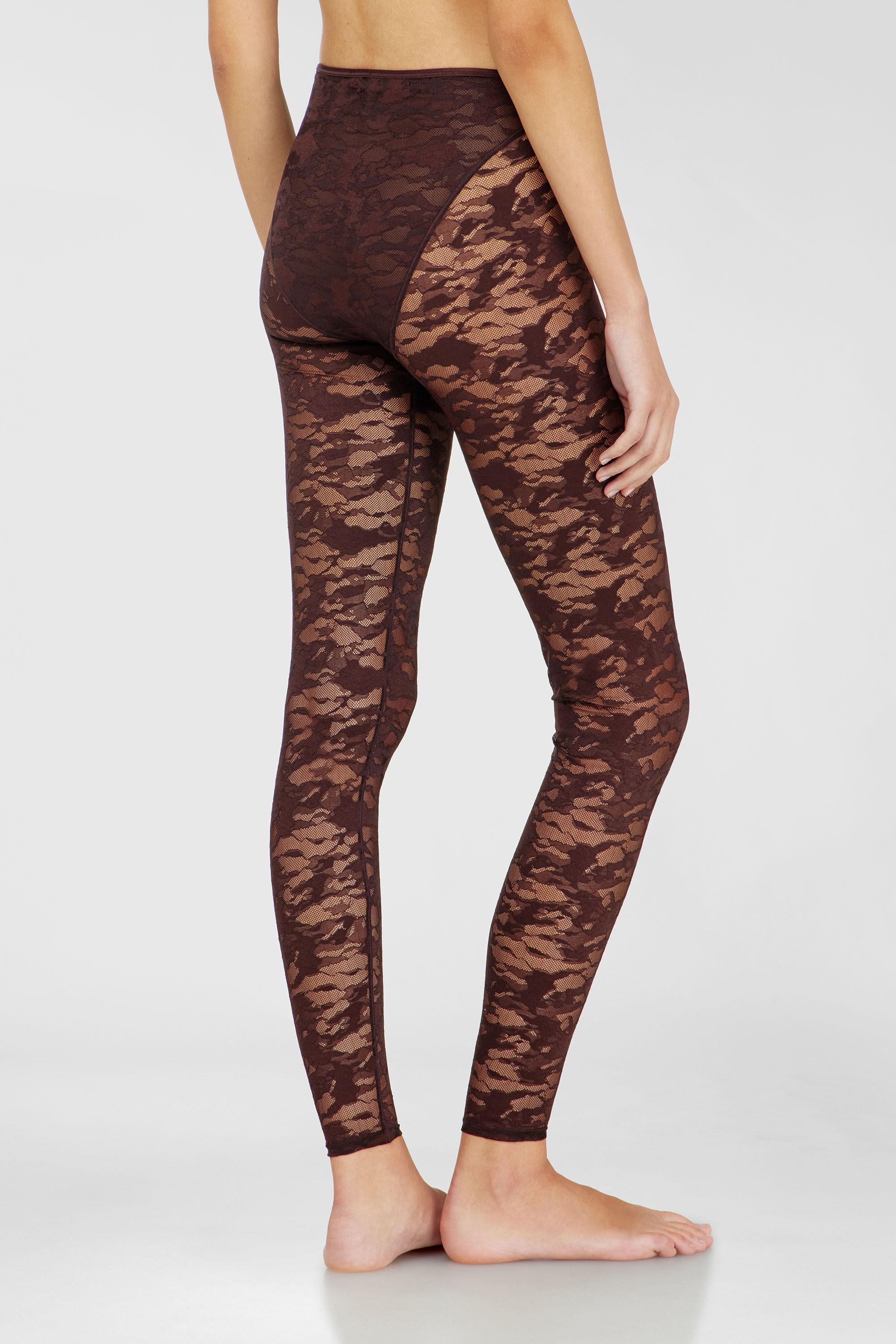 Diesel - HAYLEY-UTLT, Leggings en dentelle nylon camouflage Femme in Marron - 4