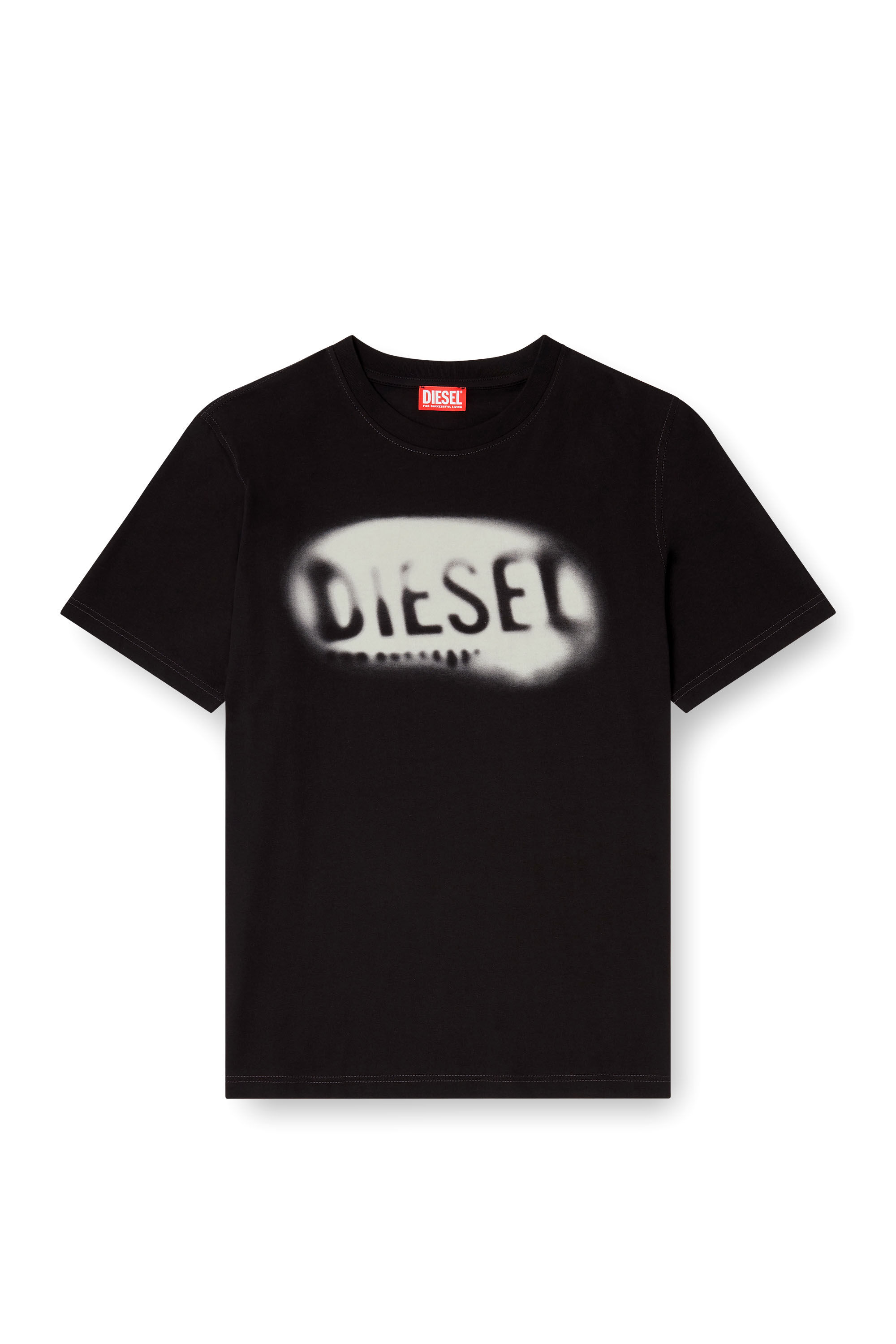 Diesel - T-ADJUST-V2, Herren Leichtes Baumwoll-T-Shirt mit verblasstem Logo in Schwarz - 2