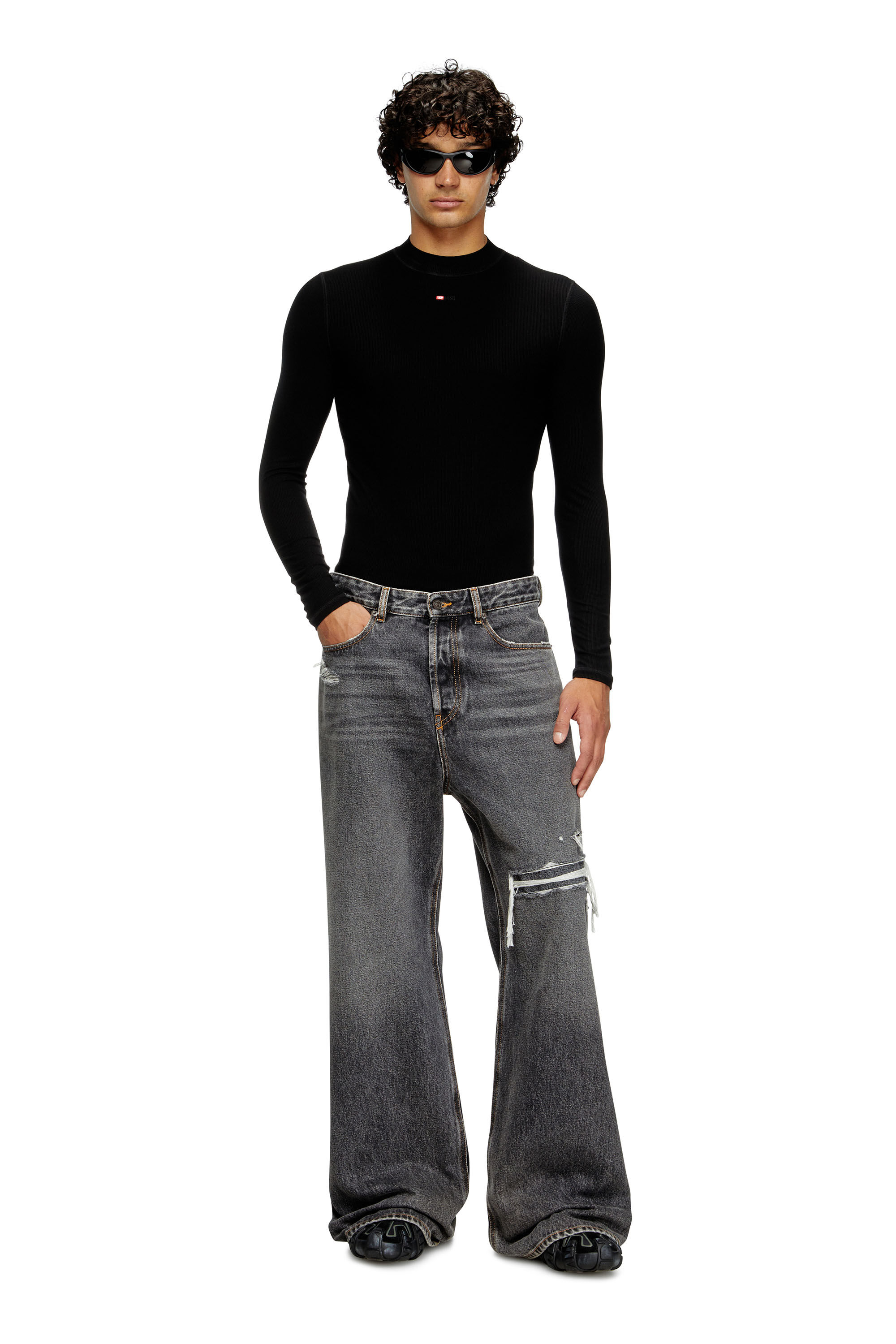Diesel - Relaxed Jeans D-Rise 007F6 Uomo, Nero/Grigio scuro - Image 1
