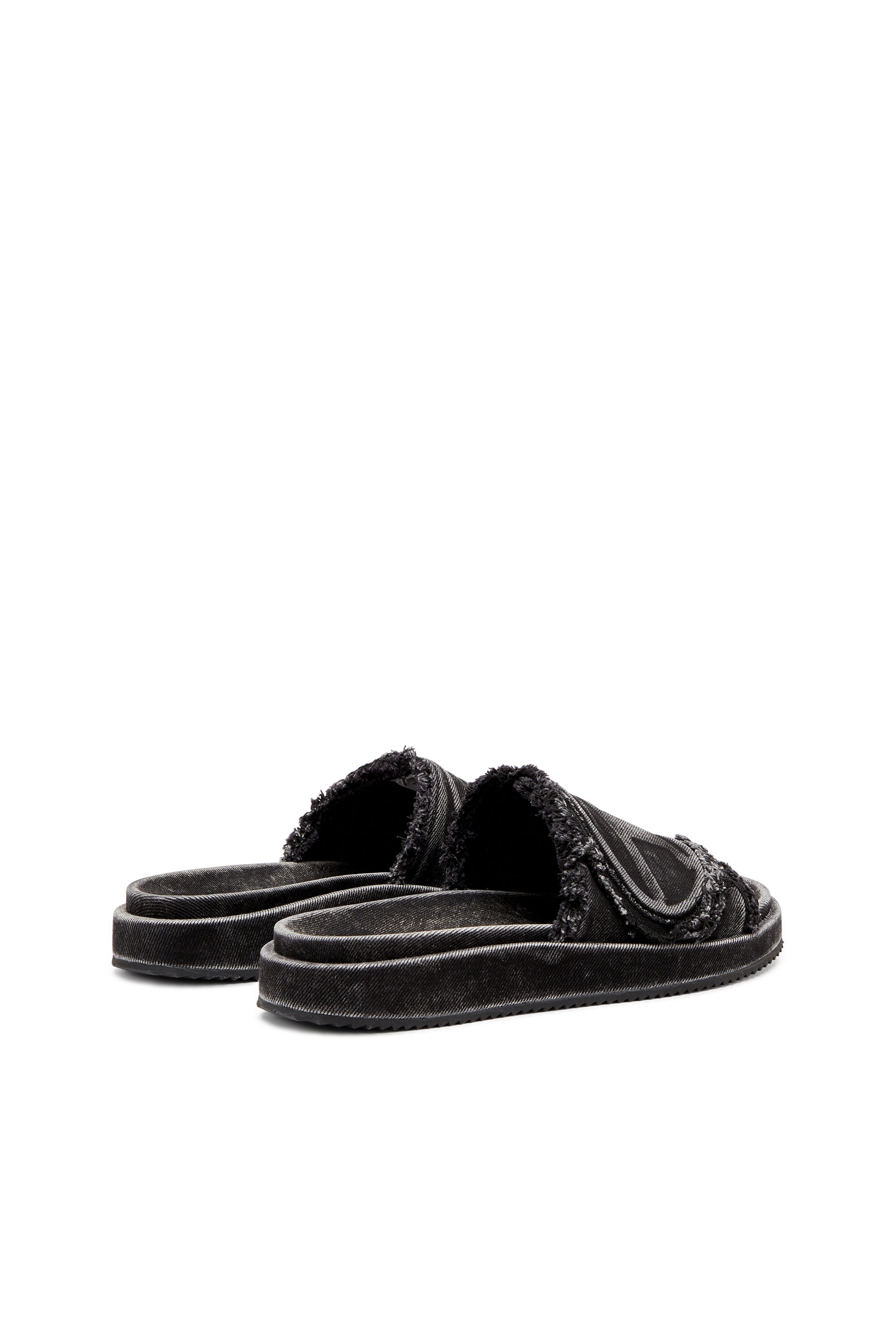 Diesel - SA-SLIDE D OVAL, Sa-Slide D-Slide in denim distressed Unisex in Nero - 3