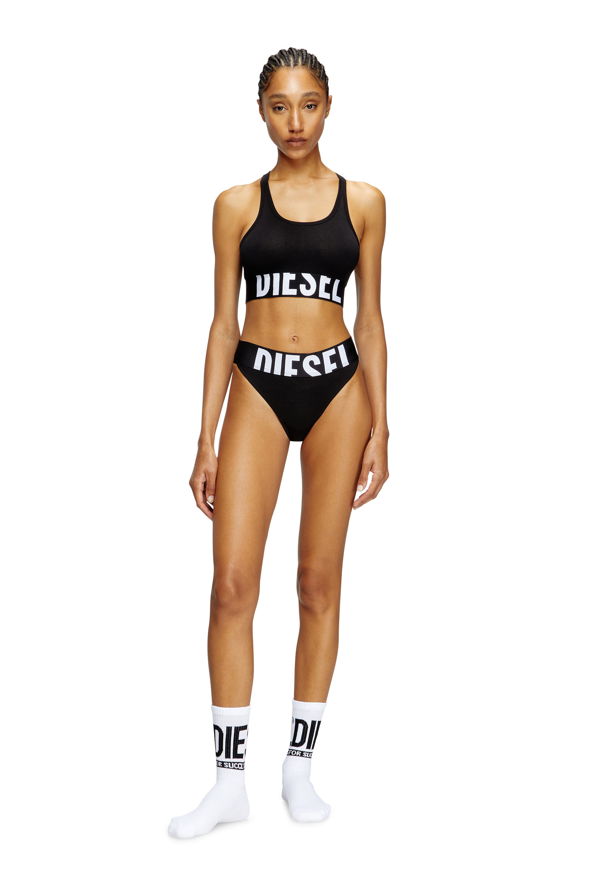 Diesel - UFSB-COTTON-RACE-BRALETTE-XL, Soutien-gorge de sport avec logo découpé Femme in Noir - 1
