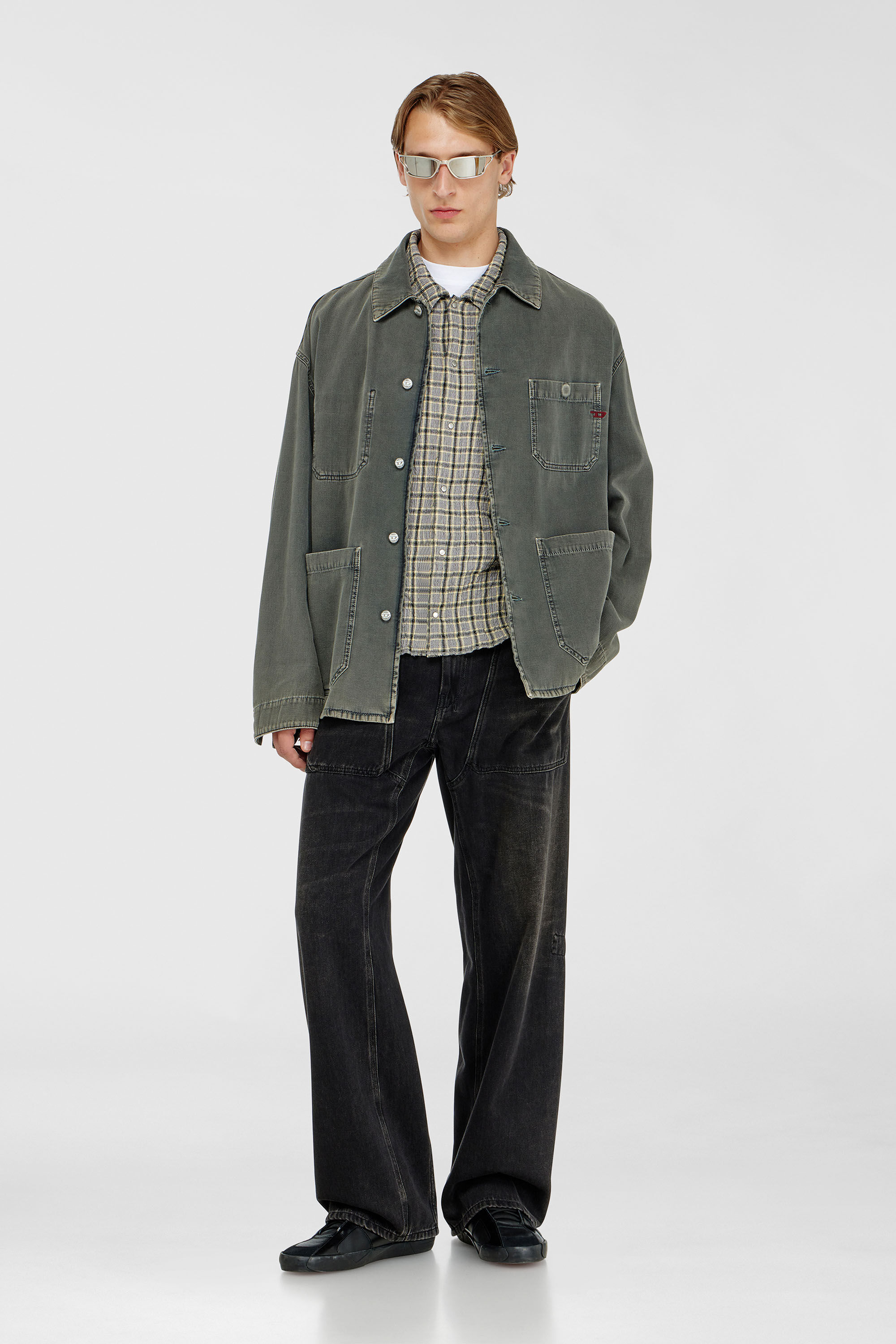 Diesel - S-SEERK, Chemise &agrave; carreaux effet seersucker Homme in Polychrome - 1