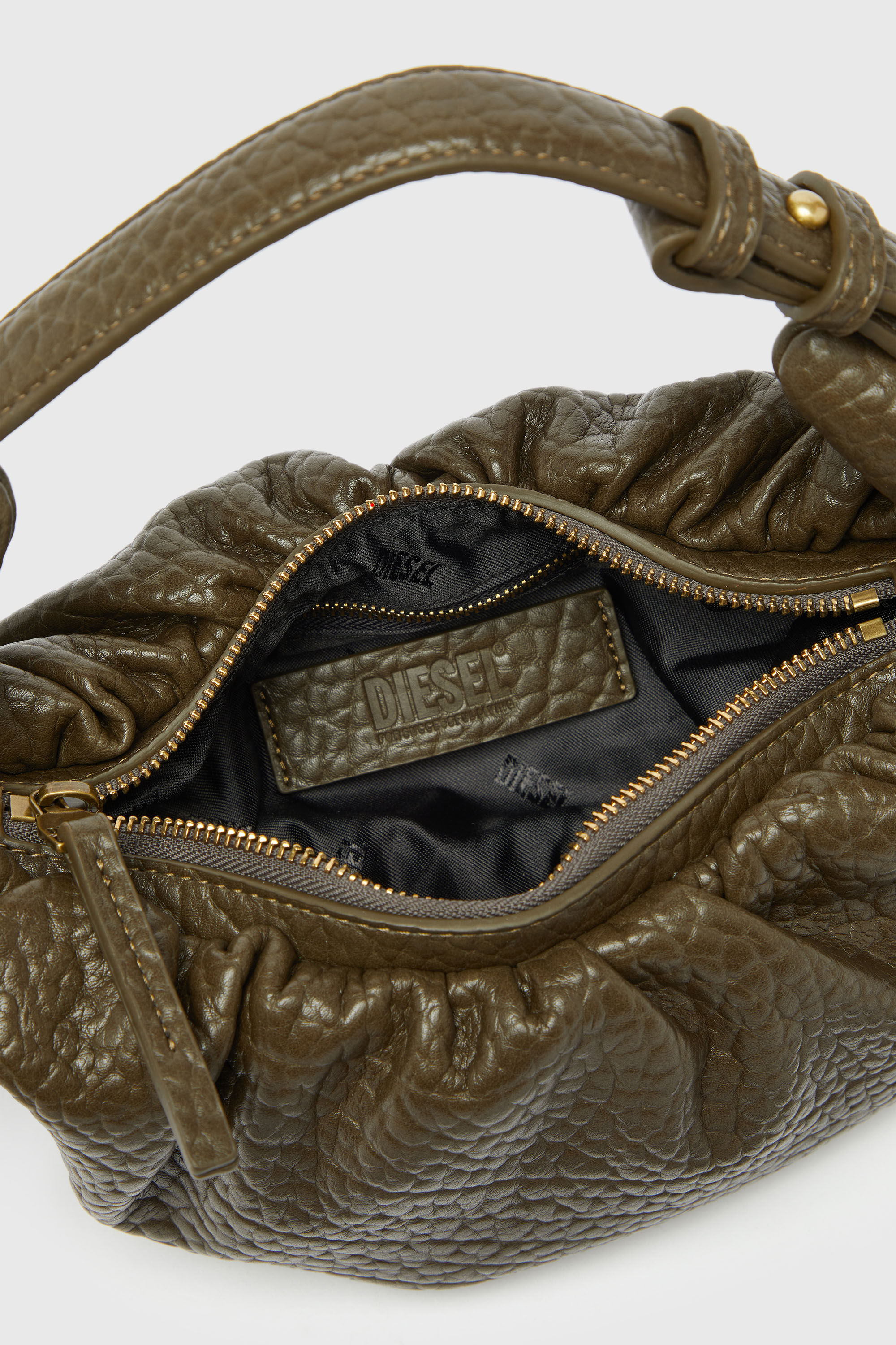 Diesel - GRAB-D HOBO S, Grab-D- Borsa hobo piccola effetto bubble arricciato Donna in Marrone - 4