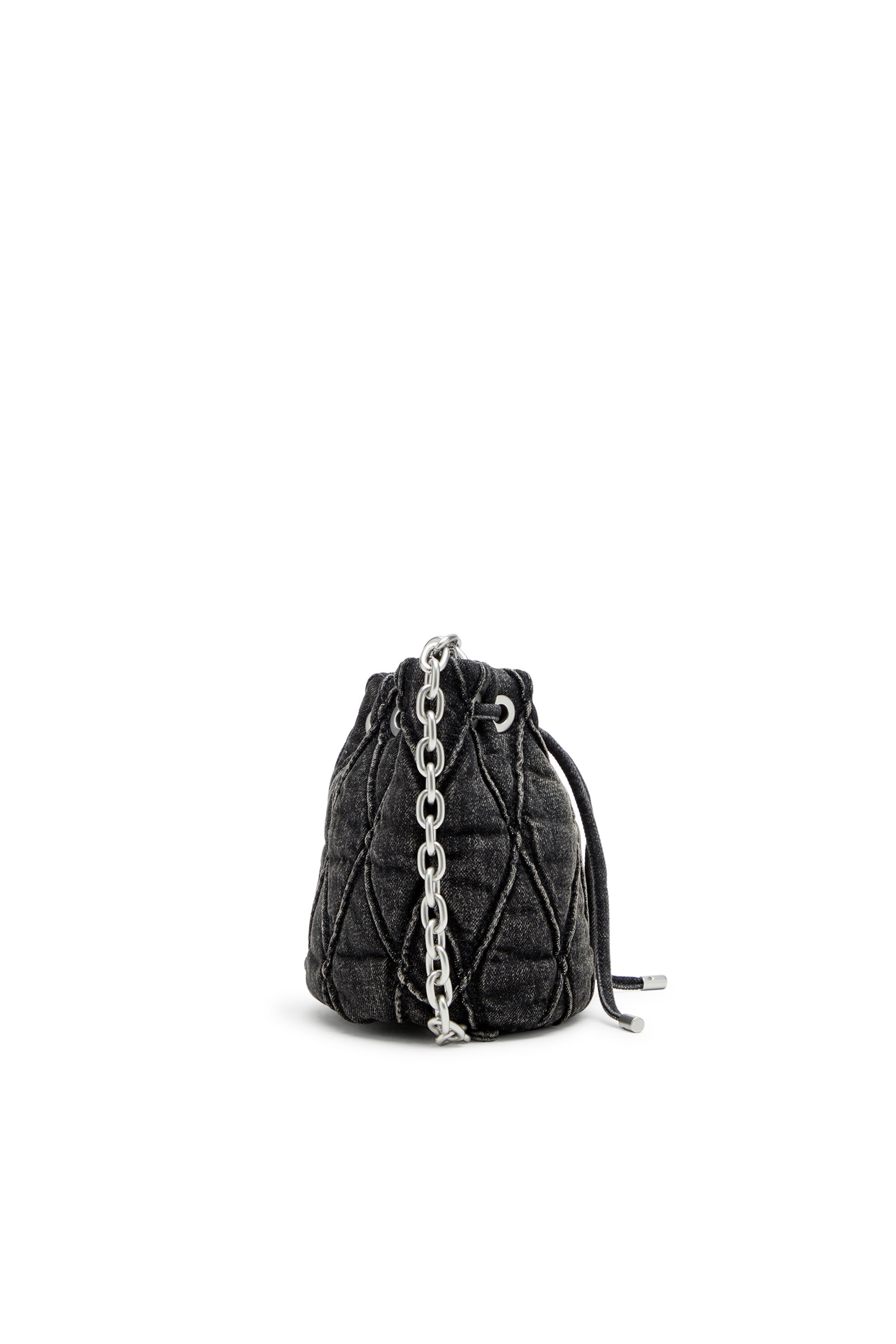 Diesel - CHARM-D BUCKET S, Charm-D S-Borsa bucket in denim trapuntato e trattato Donna in Nero - 4