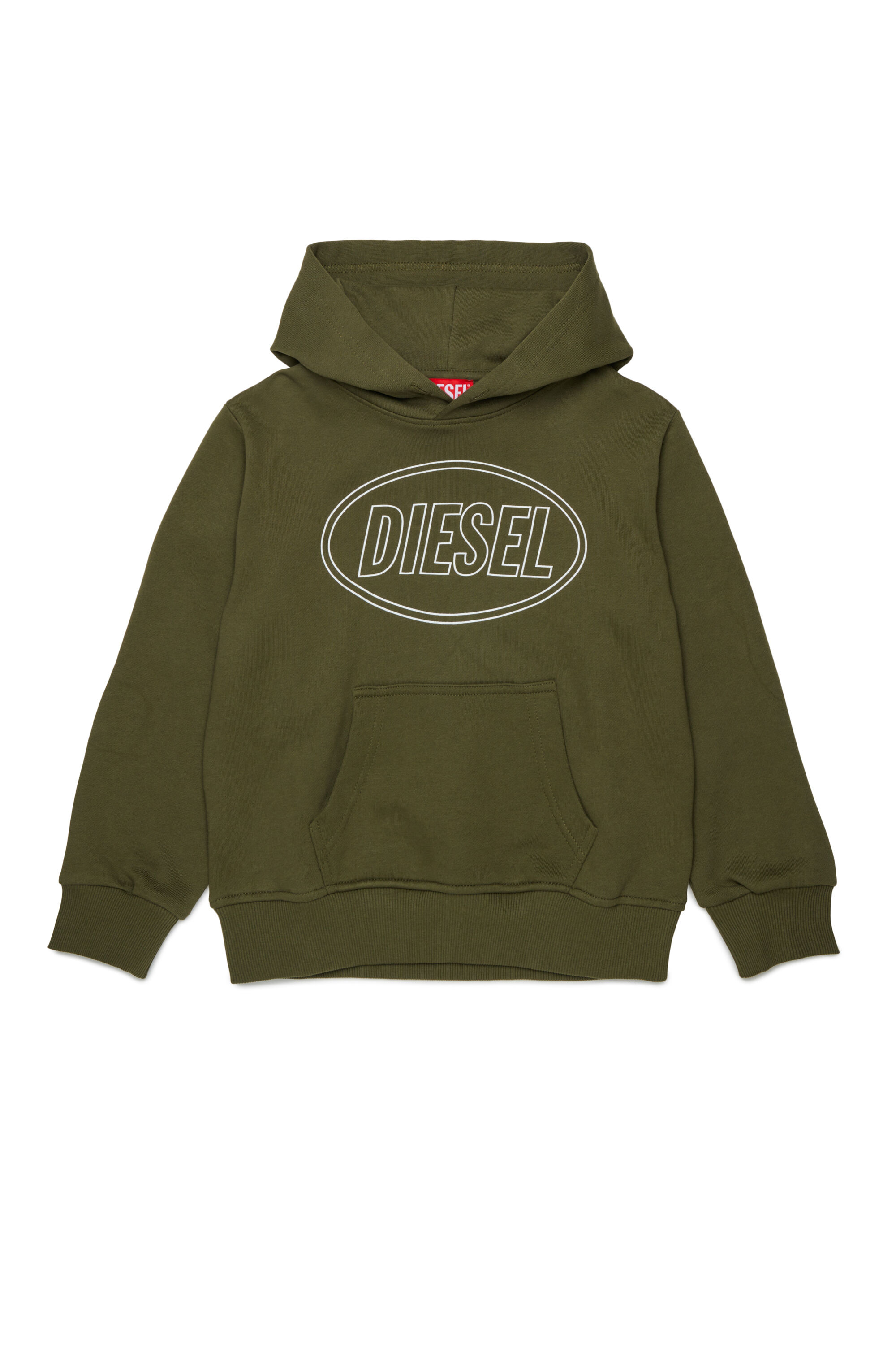 Diesel - SCIRCLEHOOD OVER, Herren Hoodie mit Diesel-Logoprint in Armeegr&uuml;n - 1