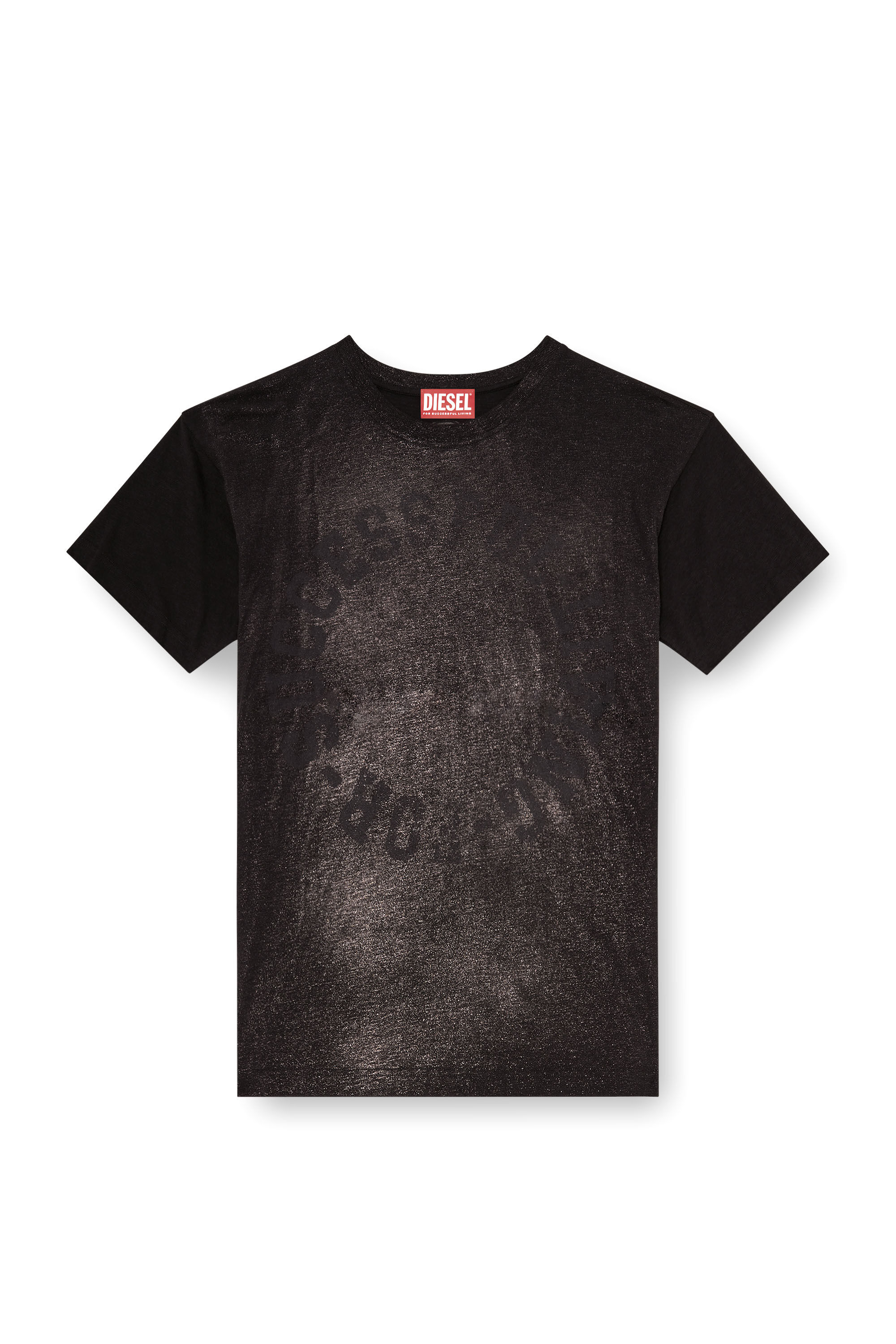 Diesel - T-NORM-AA2, T-shirt in cotone girocollo con stampa foil Uomo in Nero - 2