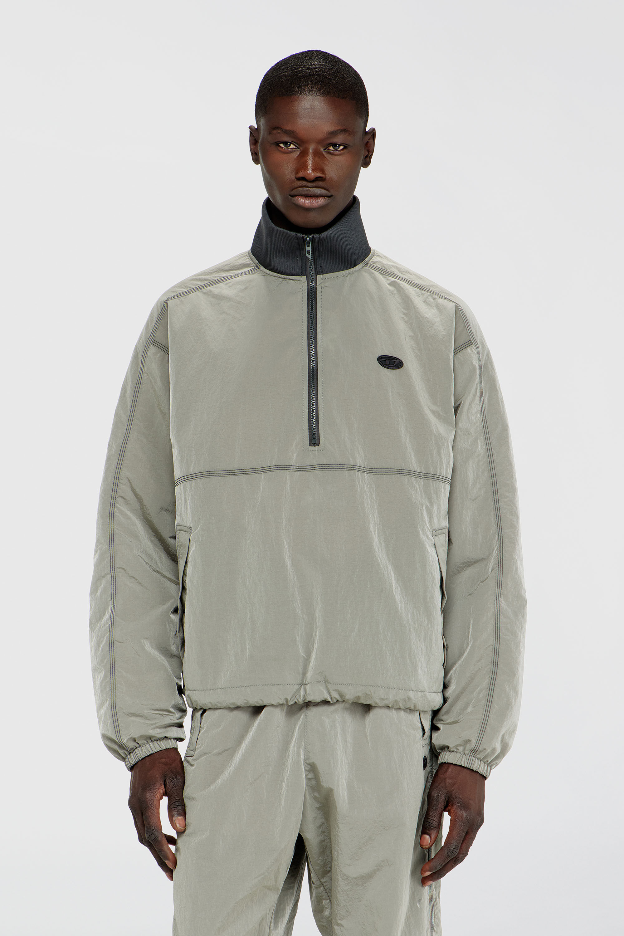 Diesel - J-ANOK, Veste en nylon &agrave; effet froiss&eacute; Homme in Gris - 3