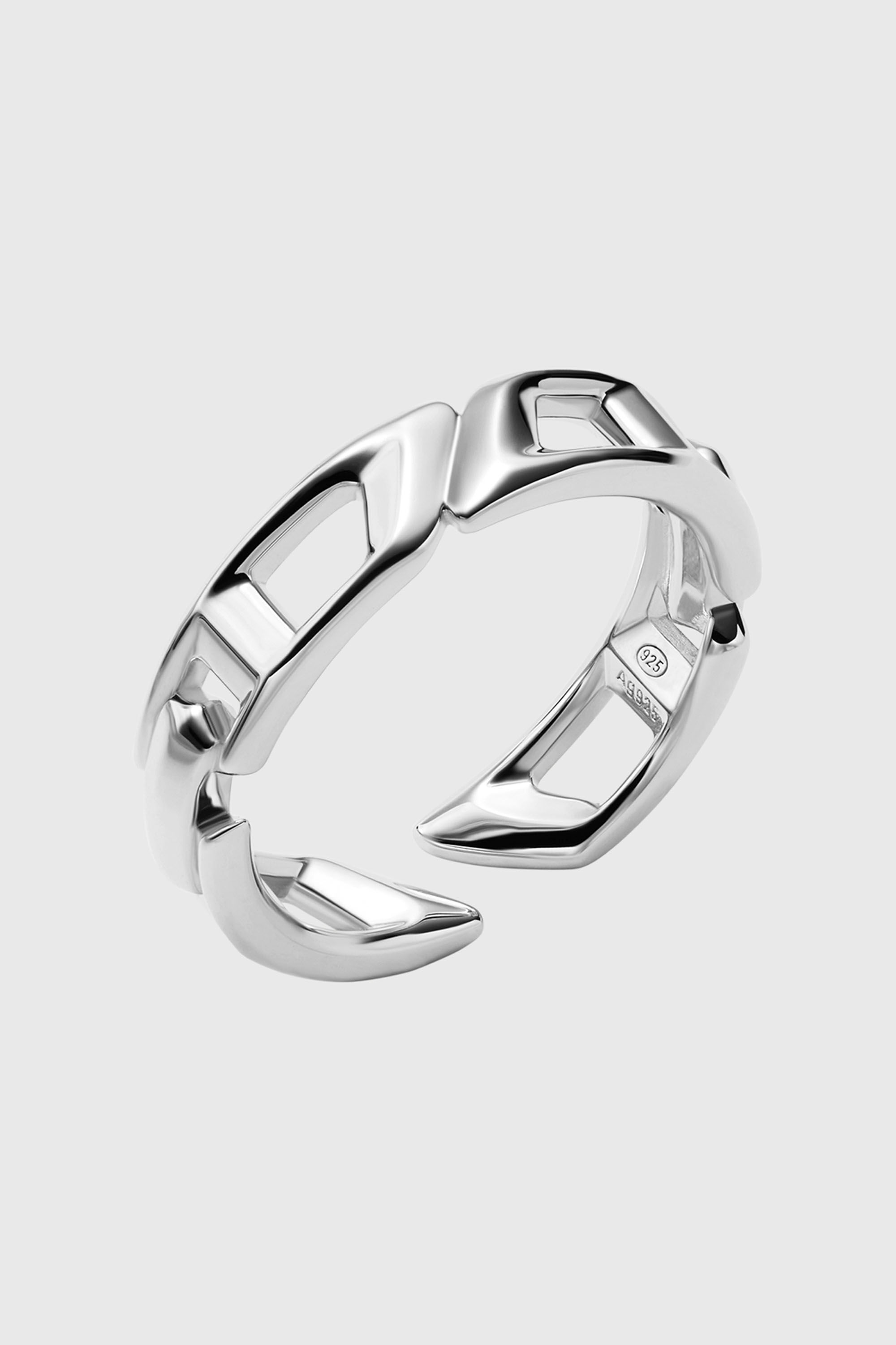 Diesel - DL1349040 STERLING SILVER JEWEL, Unisex D Logo-Bandring aus Sterlingsilber in Silber - 1