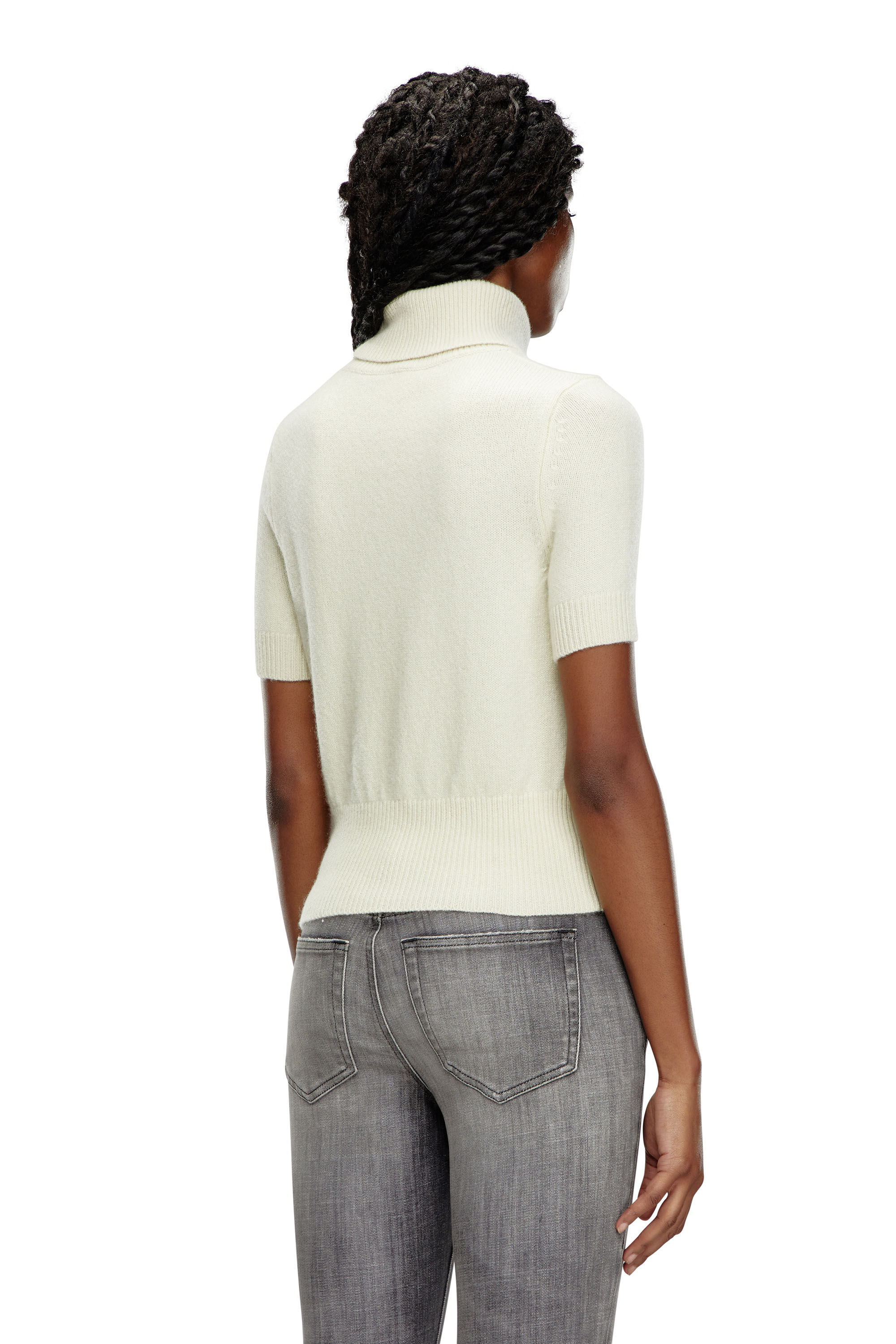 Diesel - M-ARGARET, Femme Pull à manches courtes avec logo effet découpé in Blanc - Image 4