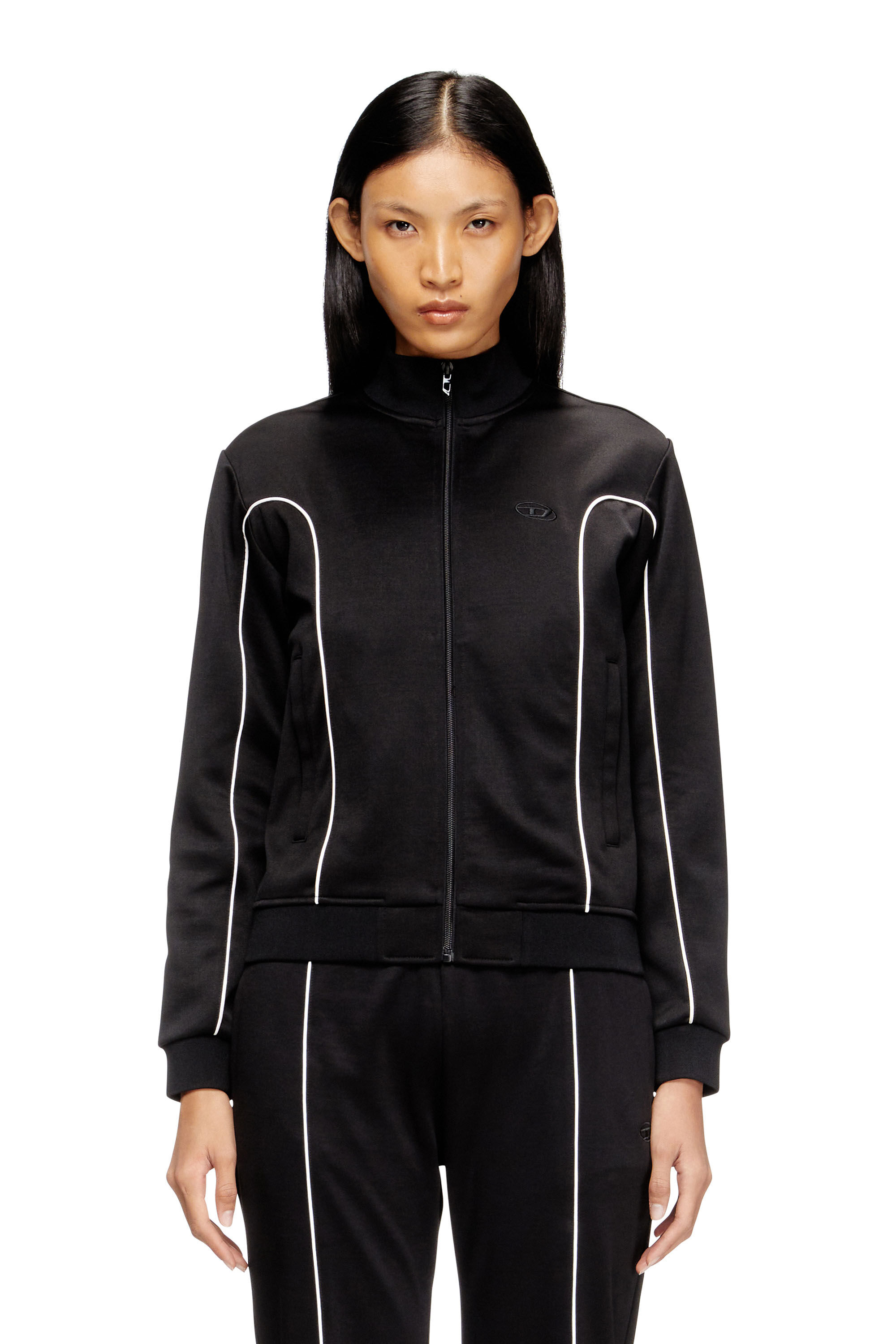 Diesel - F-LOCKING-OD, Veste en molleton avec passepoil contrastant Femme in Polychrome - 3