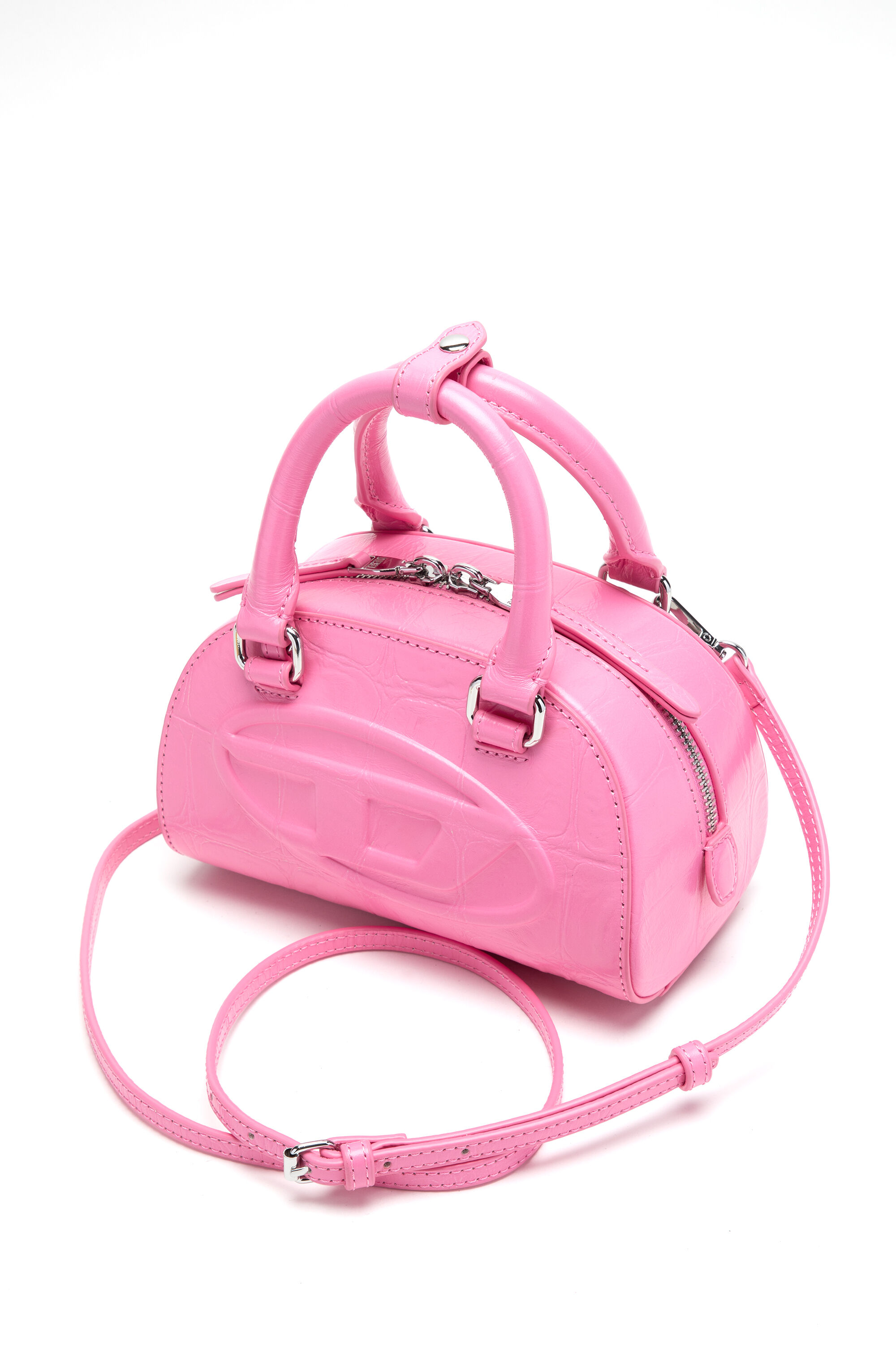 Diesel - 1DR DOME CROSSBODY, 1DR Dome-Borsa bowling mini in pelle effetto coccodrillo Donna in Rosa - 4