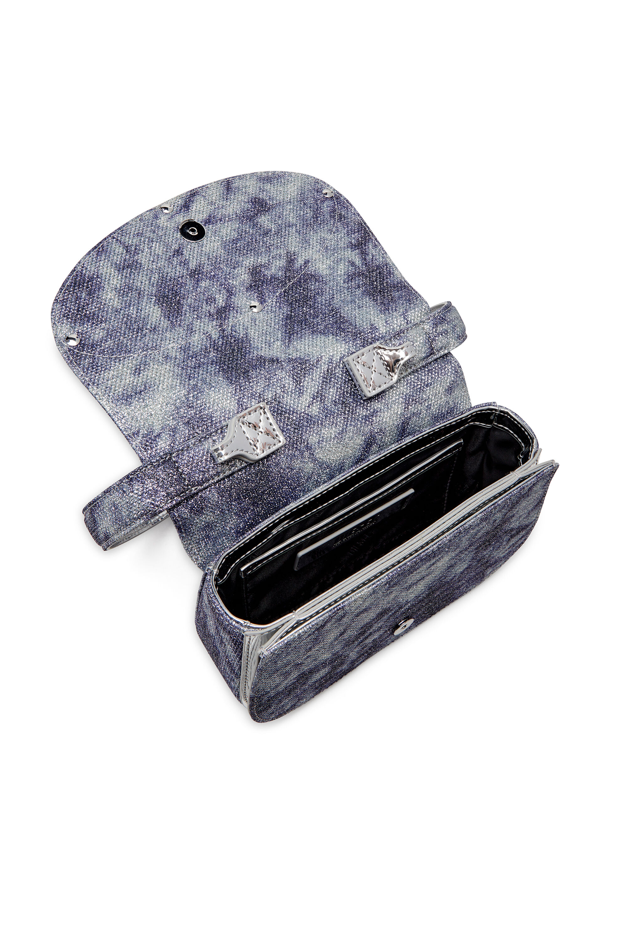 Diesel - 1DR, 1DR-Sac à bandoulière emblématique en tissu brillant Femme in Bleu - 5