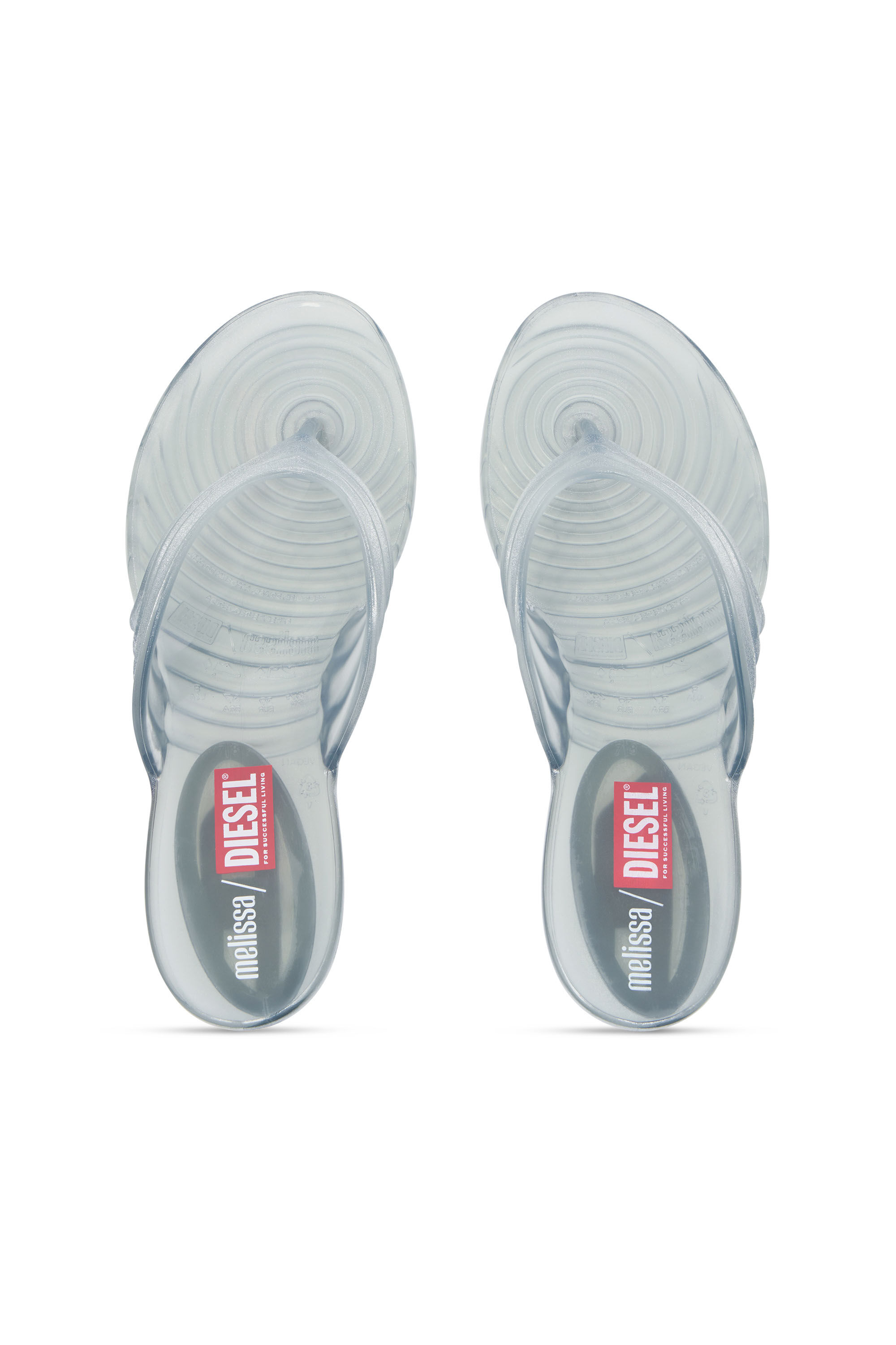 Diesel - MELISSA QUANTUM THONG, Damen K&uuml;nstlerisch gestaltete Flip-Flops aus Melflex&reg; in Silber - 4