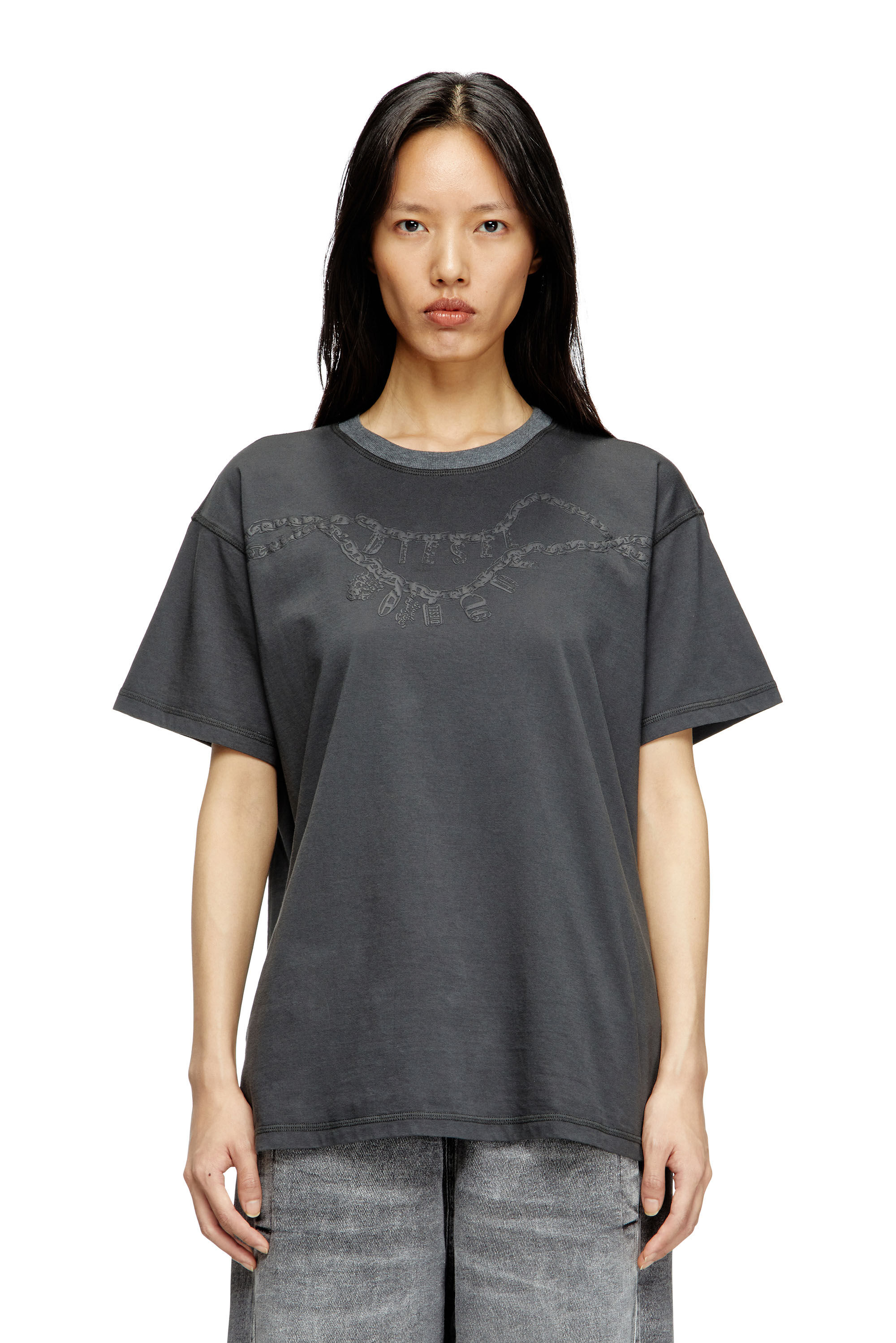 Diesel - T-NORM-HOSHI, T-shirt avec imprimé collier à breloques Mixte in Gris - 5