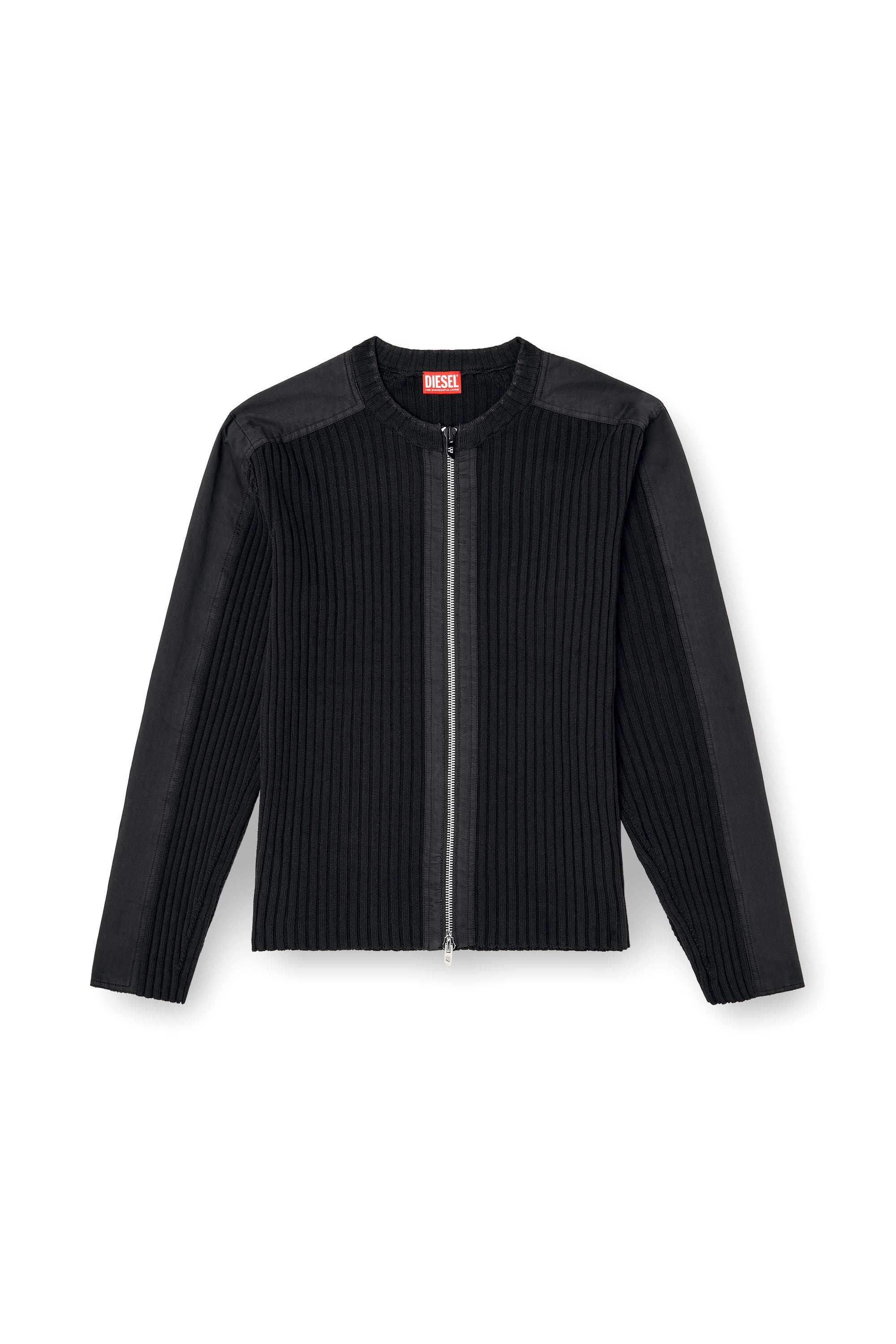 Diesel - K-MATTY, Cardigan con zip e pannelli utility Uomo in Nero - 2