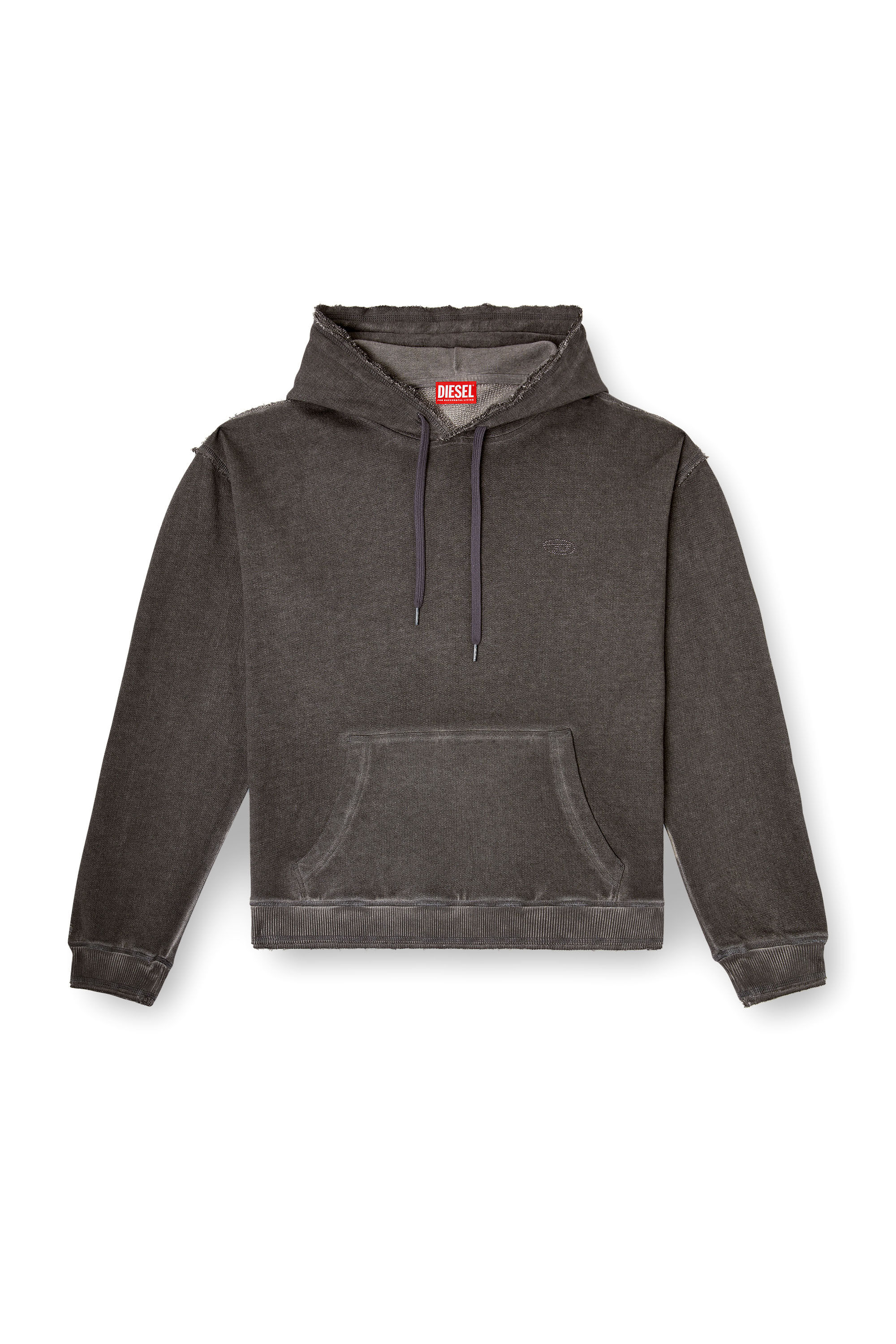 Diesel - S-QUINN-HOOD, Sweat &agrave; capuche avec imprim&eacute; et clous Homme in Gris - 2