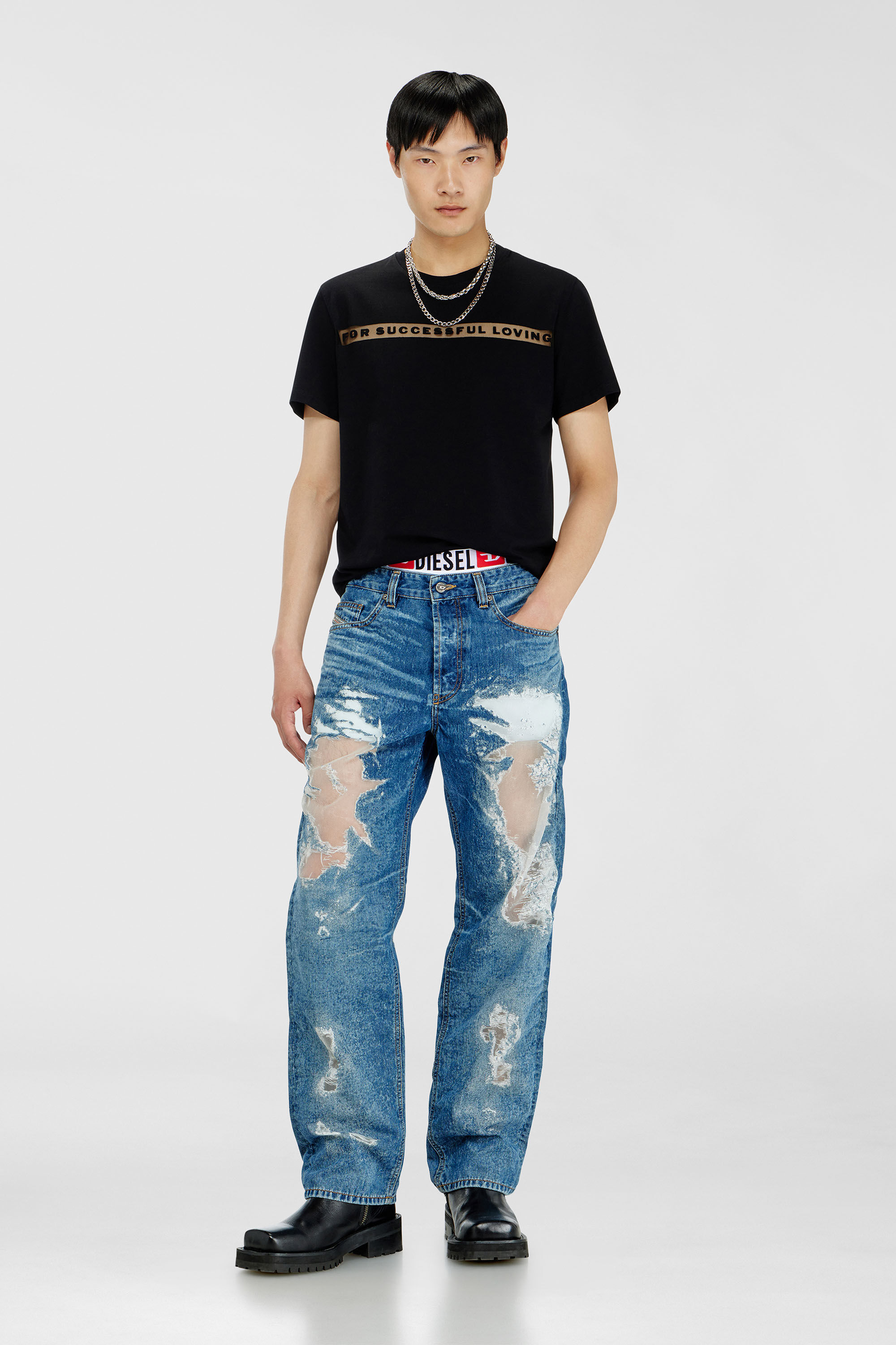 Diesel - PR-T-NOTS-CHI-R, Unisex T-Shirt mit For Successful Loving Logo in Schwarz - 1