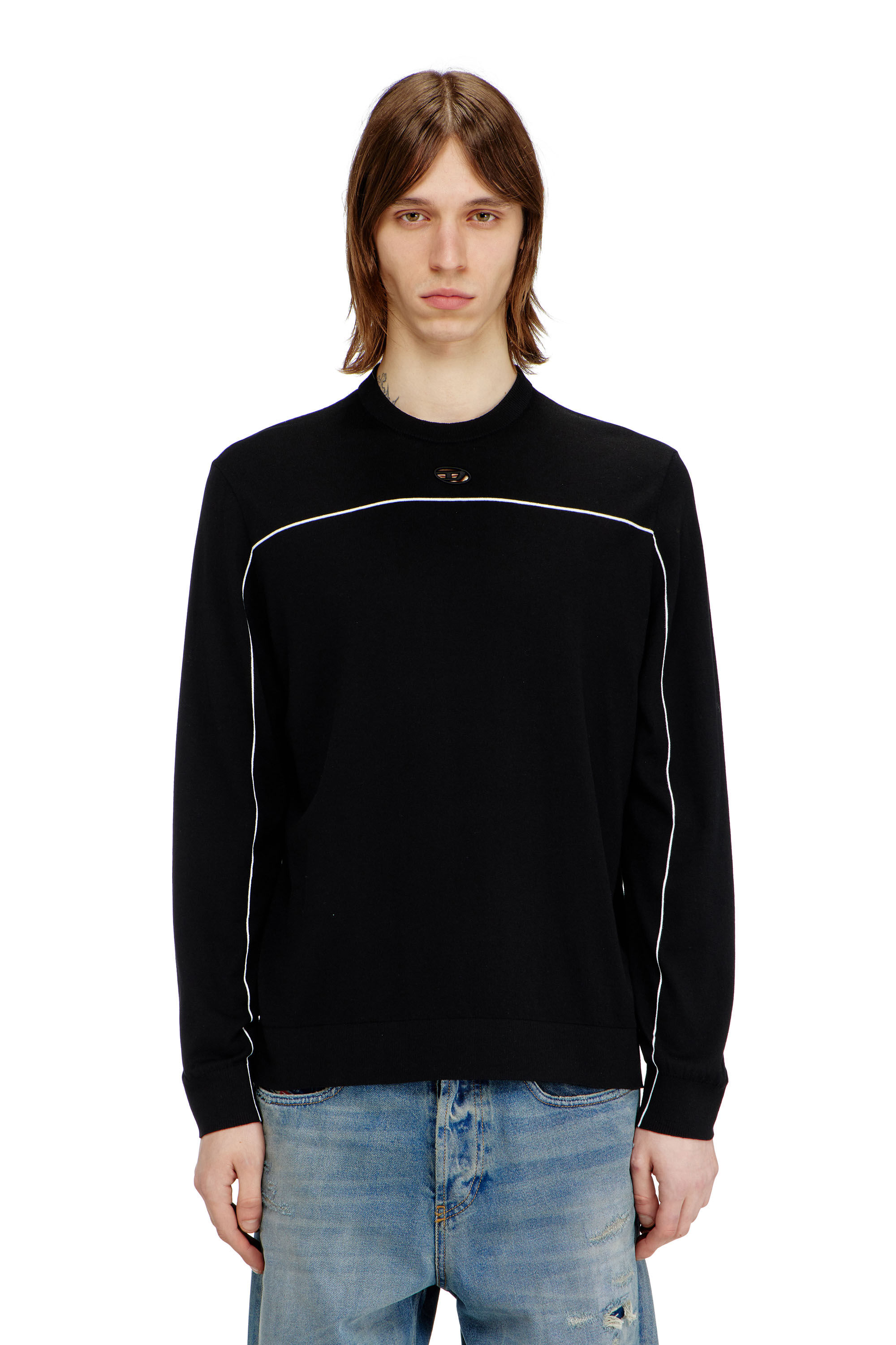 Diesel - K-VERENE, Man's Jumper in silk blend with piping in null - 3