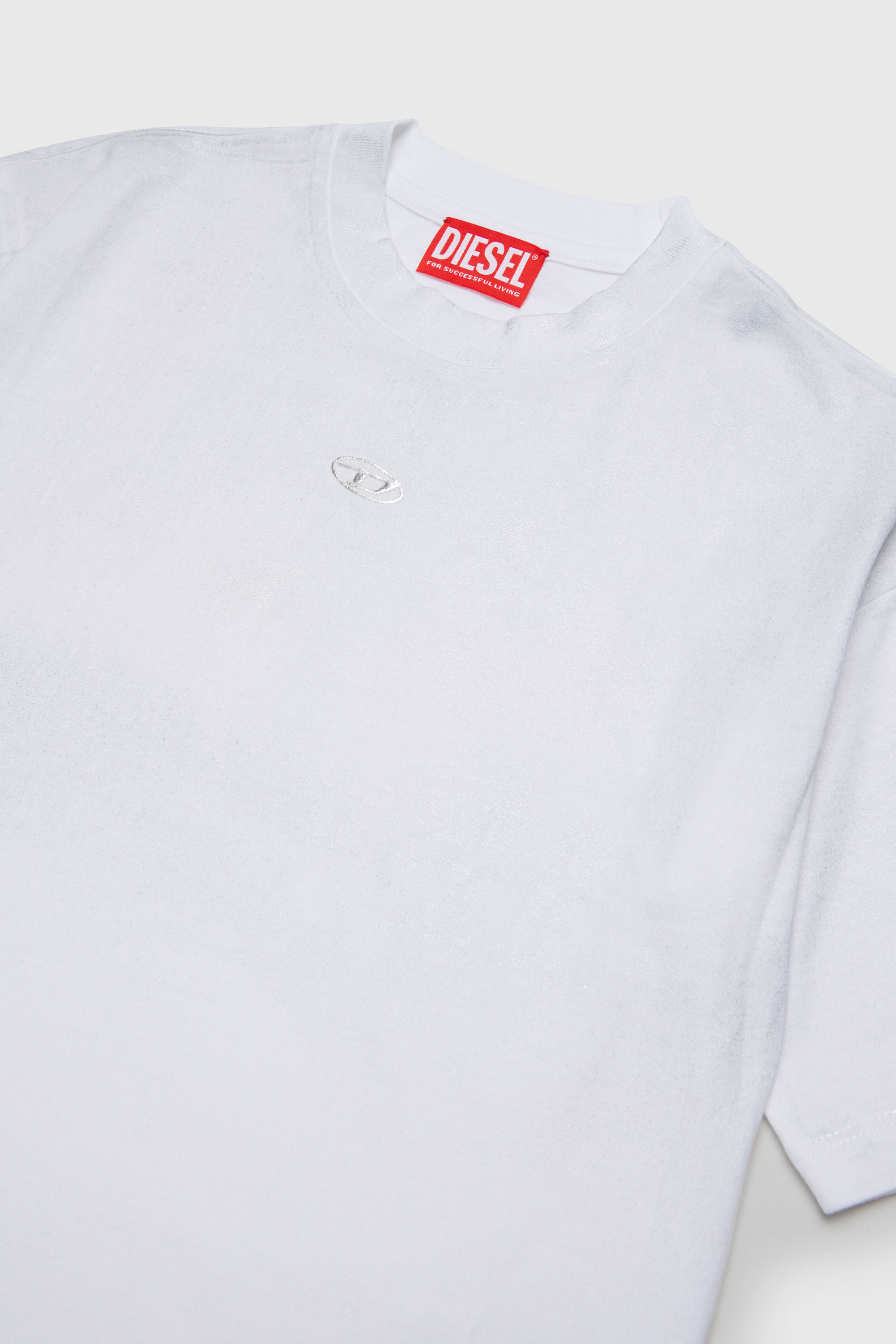 Diesel - TANORMYS2, T-shirt in cotone con ricamo Oval D tono su tono Donna in Bianco - 3