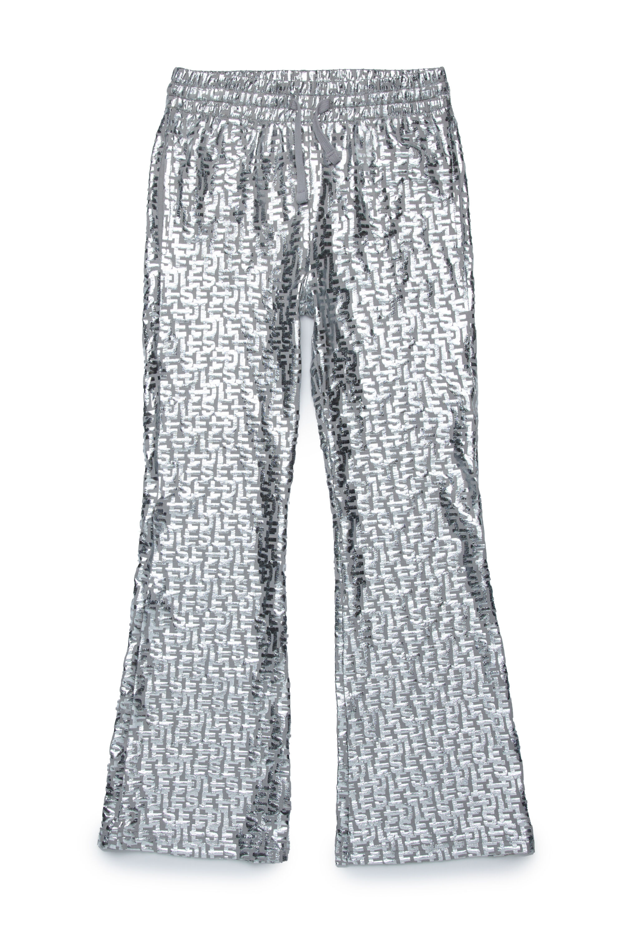 Diesel - PENDYX, Femme Pantalon de survêtement avec imprimé monogram en feuille métallisée in Gris argenté - Image 1