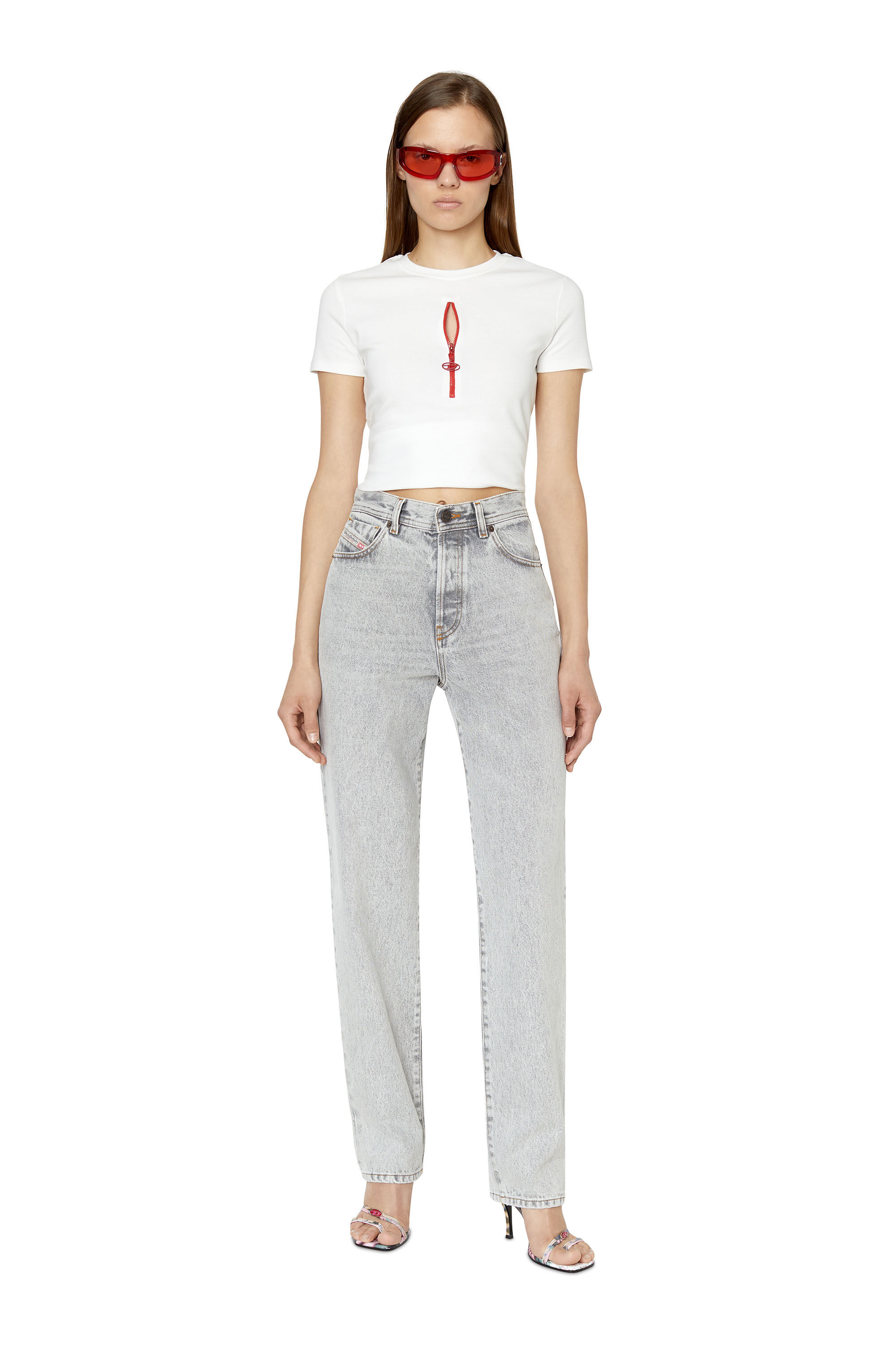 Diesel - 1956 D-Tulip 007F1 Straight Jeans, Gris Clair - Image 1