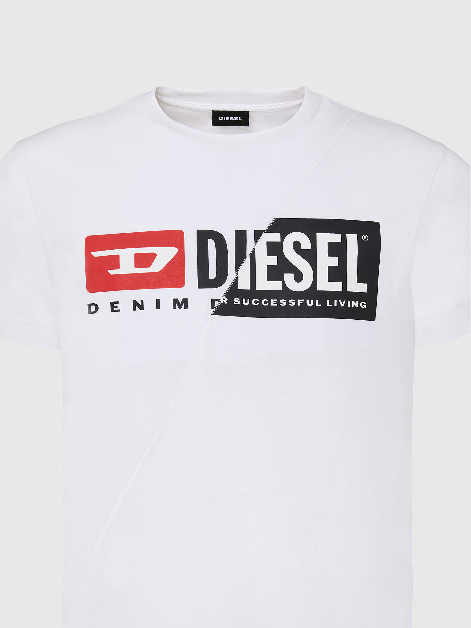 Diesel - T-DIEGO-CUTY, T-shirt con stampa doppio logo Uomo in Bianco - 3