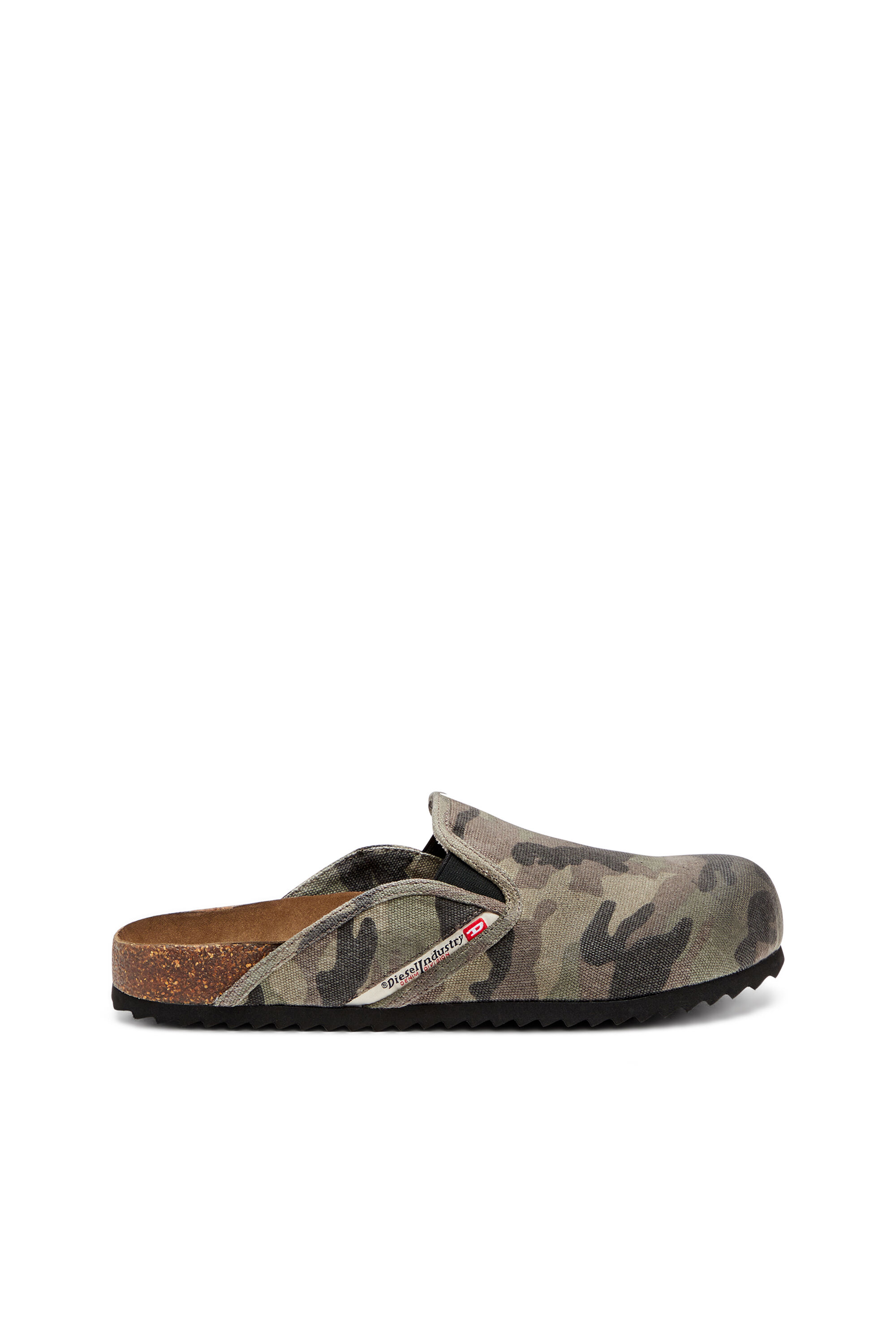 Diesel - D-WOODSTOCK SLIP-ON, D-Woodstock-Mules en toile avec imprimé camouflage Homme in Vert - 1