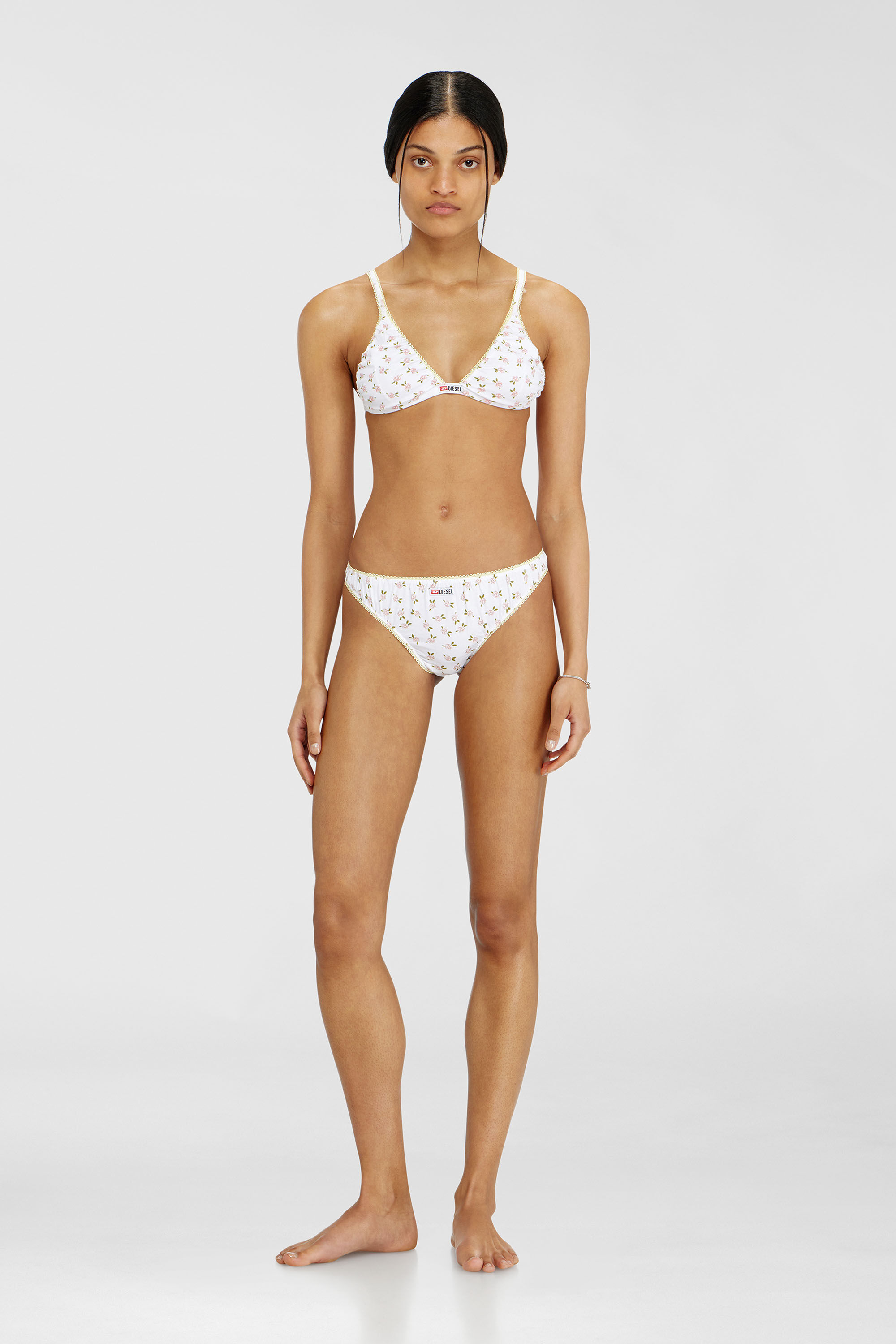 Diesel - JANA-D-CORE, Damen Triangel-BH aus Baumwolle mit all-over Blumenprint in Wei&szlig; - 1