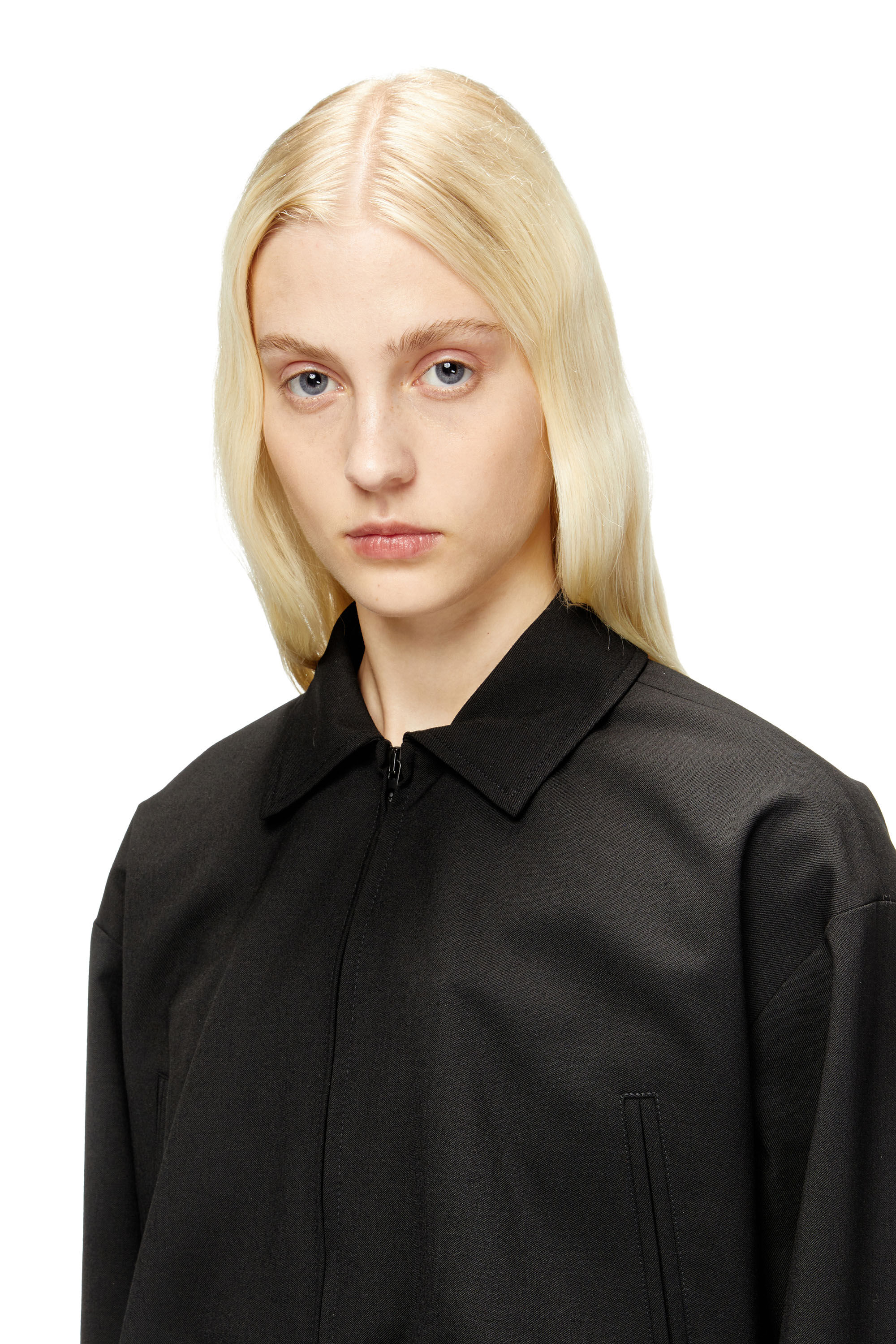 Diesel - J-TING-FEM-R2, Giacca corta in tessuto sartoriale e nylon Donna in Nero - 5