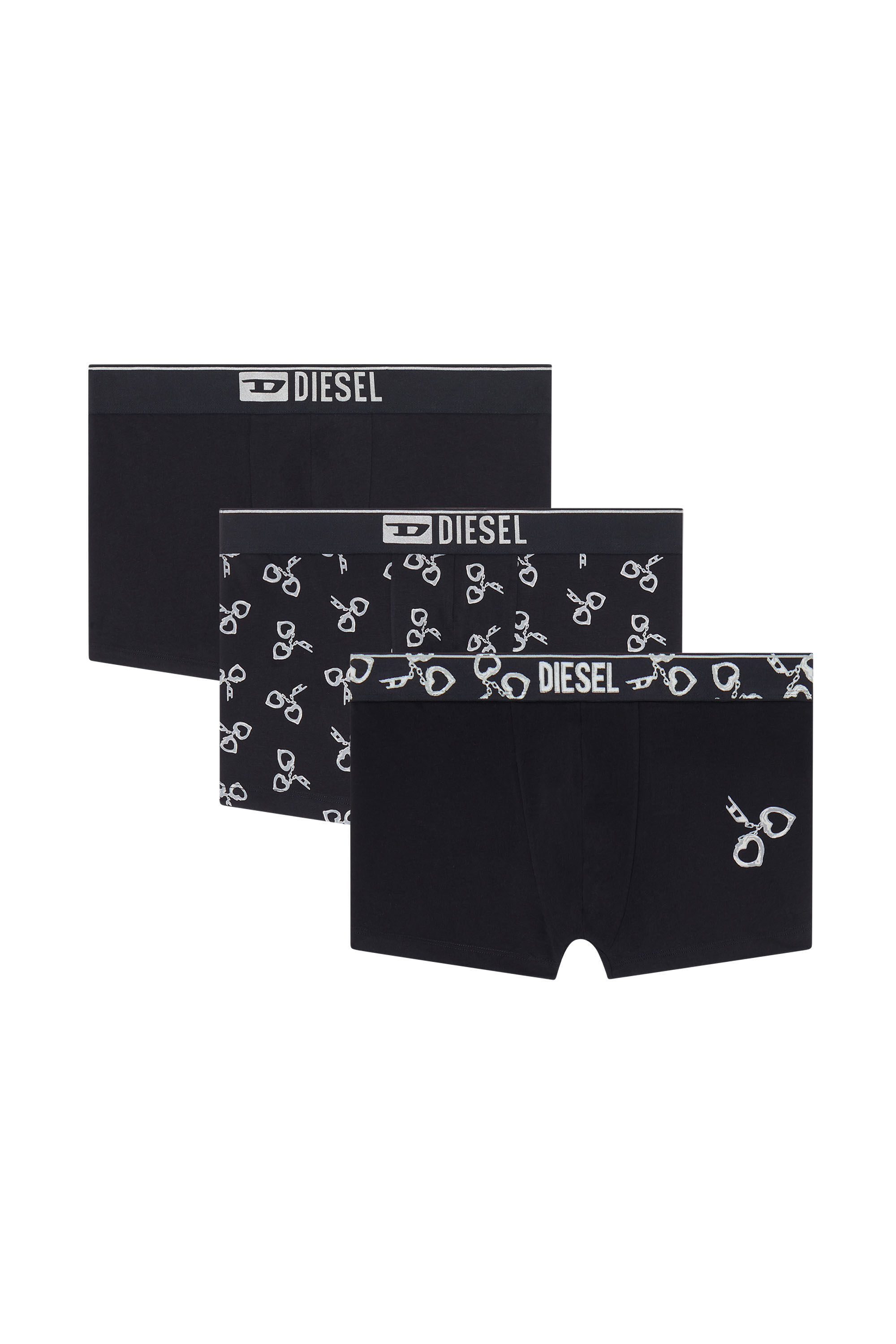 Diesel - DAMIEN-GFT-3PACK, Set da tre boxer lungo con motivo manette Uomo in Nero - 2