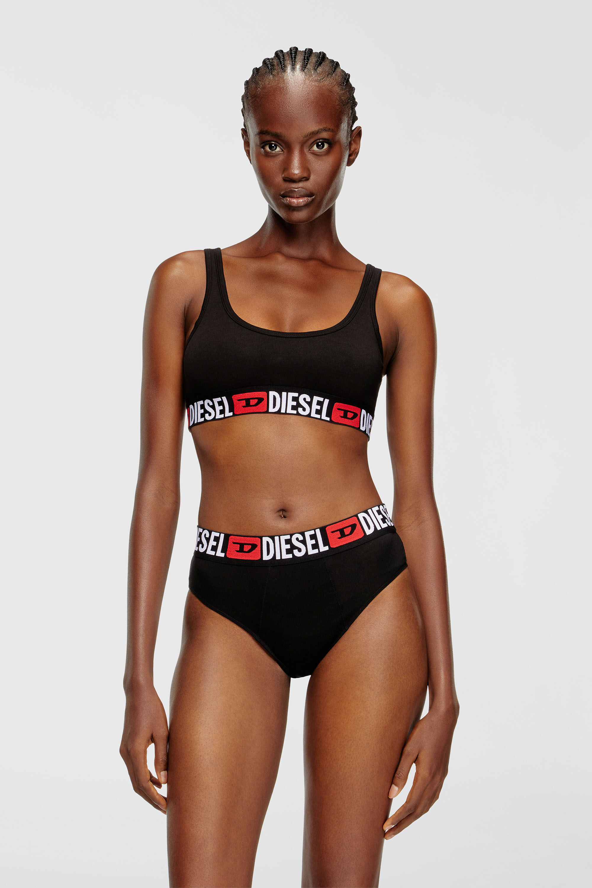 Diesel - UFSB-ORIBA, Bralette con fascia logata Donna in Nero - 3