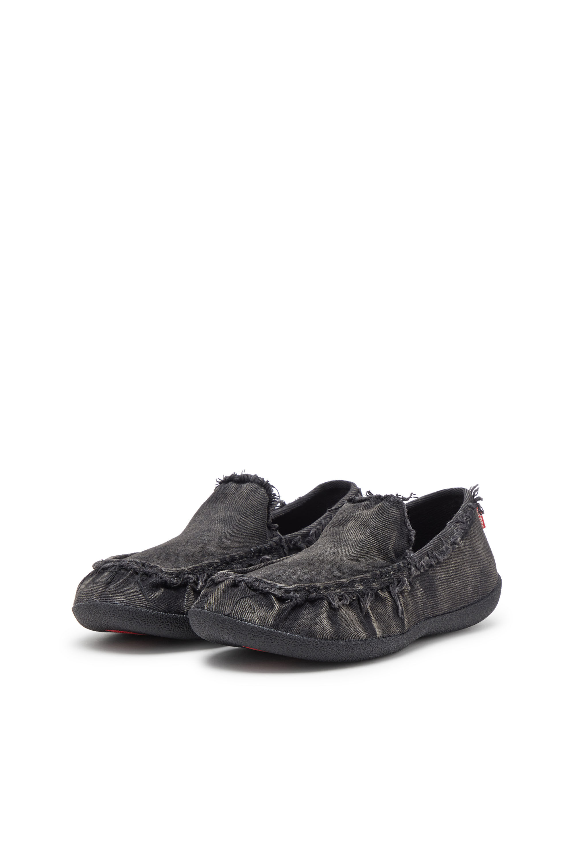 Diesel - D-SHOCK MOC, D-Shock-Mocassini in denim distressed Uomo in Nero - 8