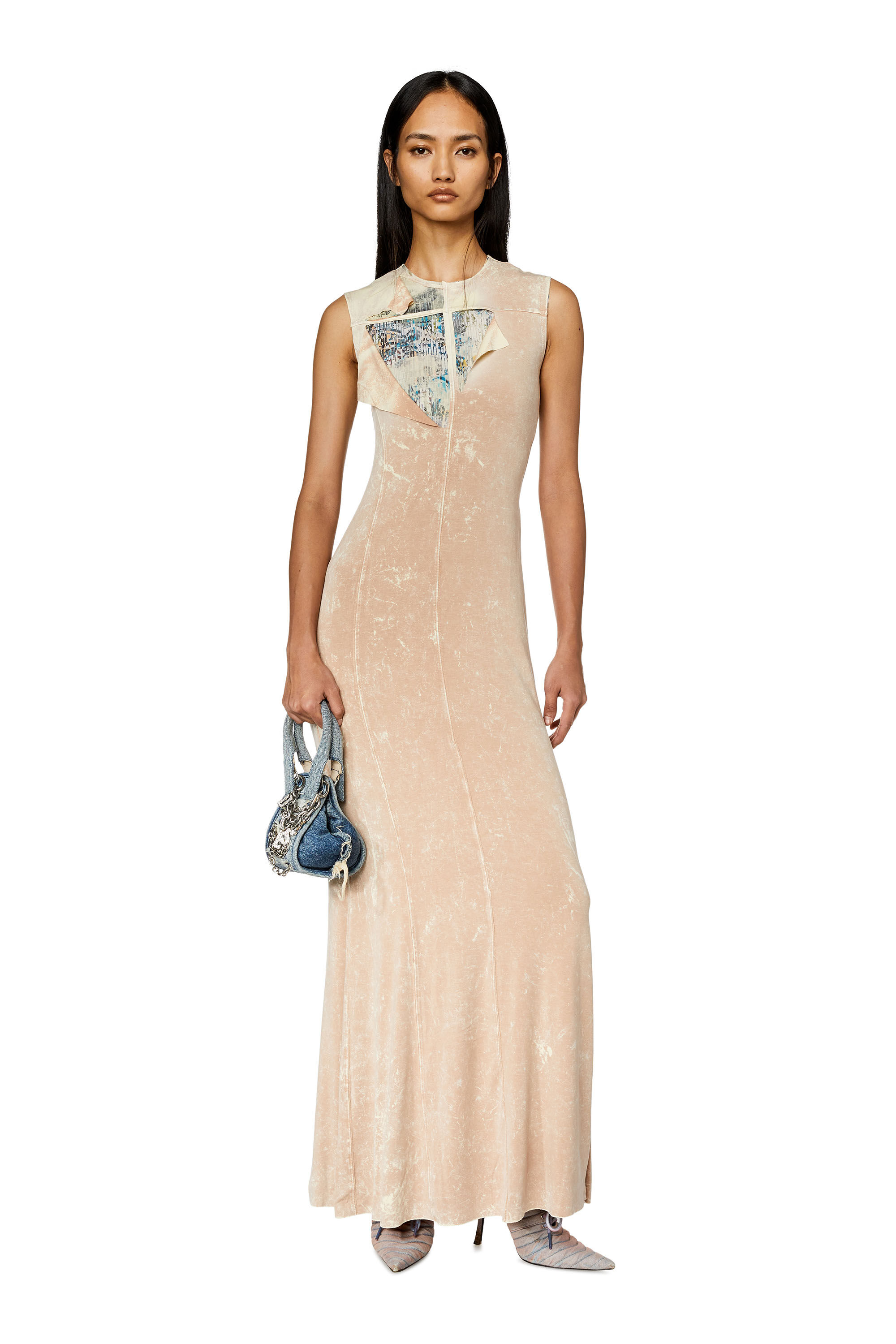 Diesel - D-TREATY, Damen Doppellagiges Kleid in Marmorwaschung in Beige - 1