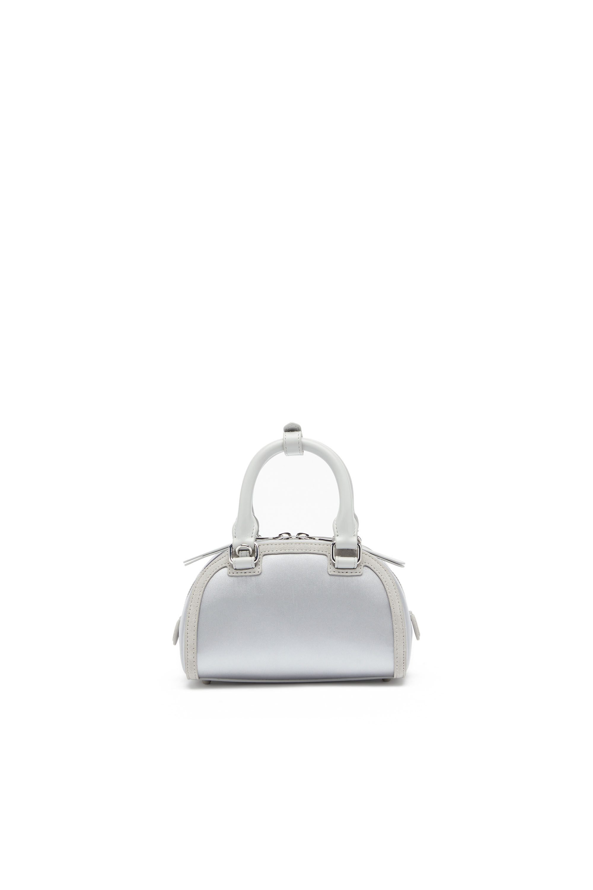 Diesel - 1DR DOME CROSSBODY, Damen 1DR Dome - Mini-Umh&auml;ngetasche aus Satin und Velours in Silber - 3