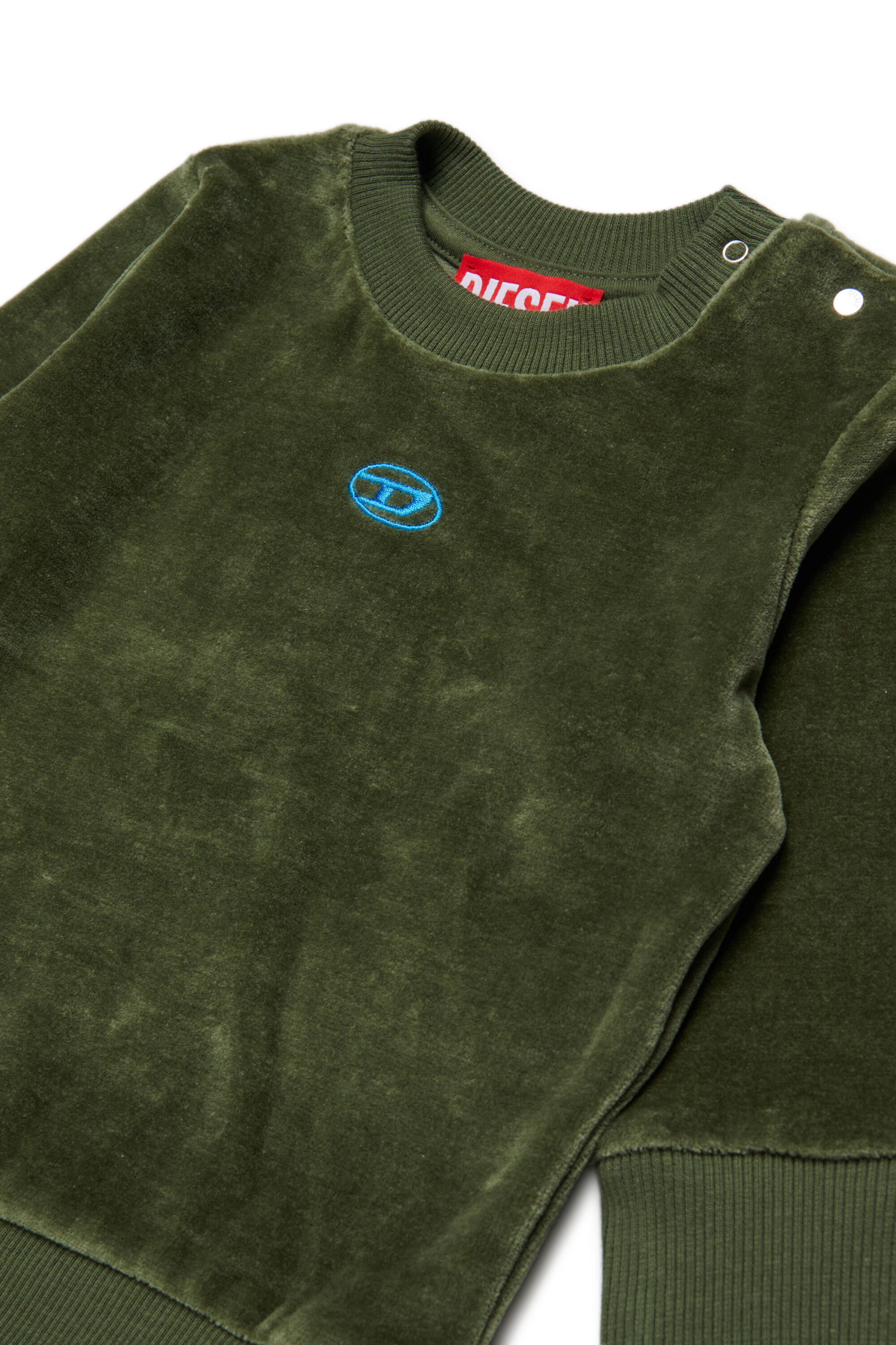 Diesel - SHENIB, Sweat-shirt en velours avec broderie Oval D Homme in Vert - 3
