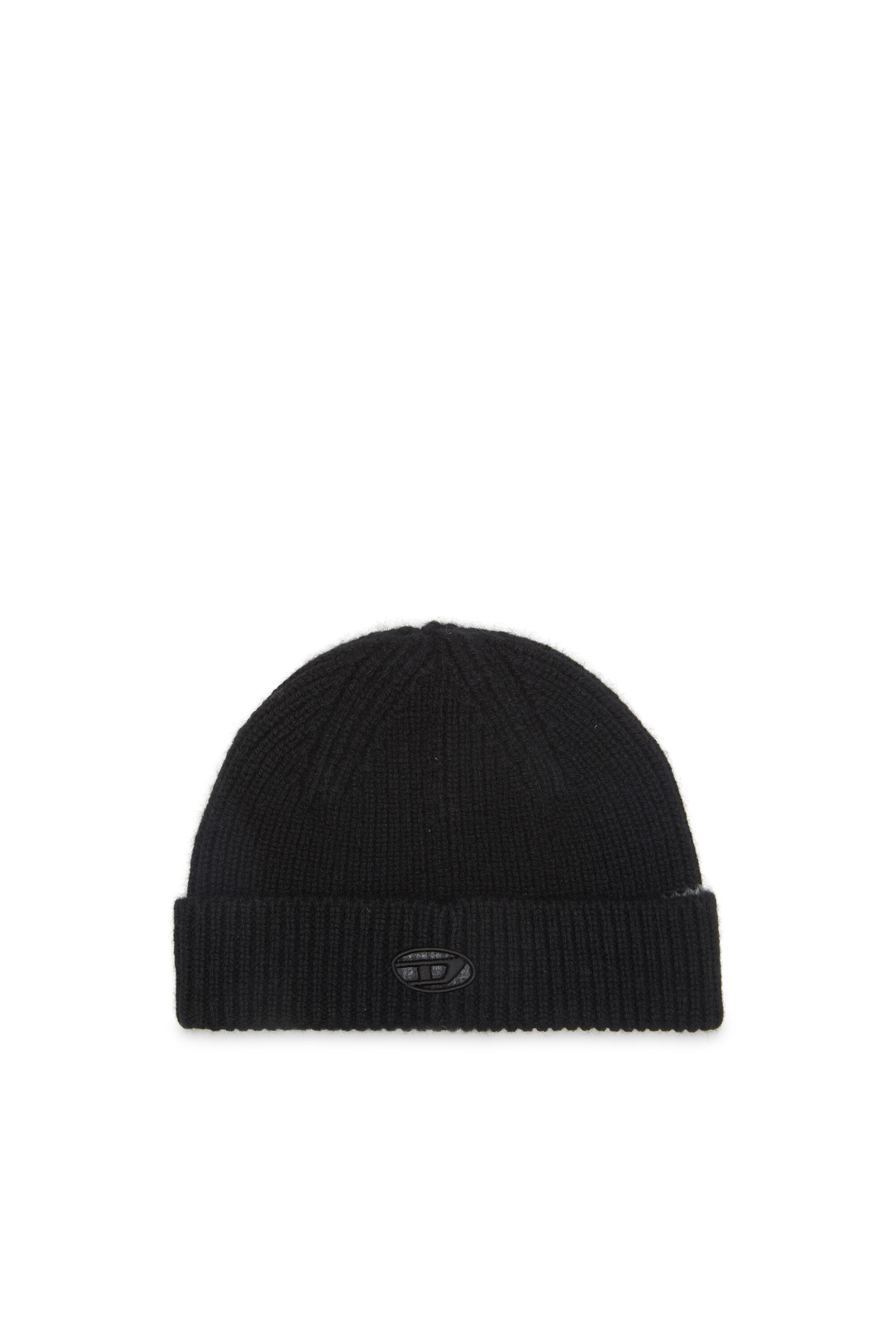 Diesel - K-ARAC, Beanie a coste con Oval D cut-out Unisex in Nero - 1