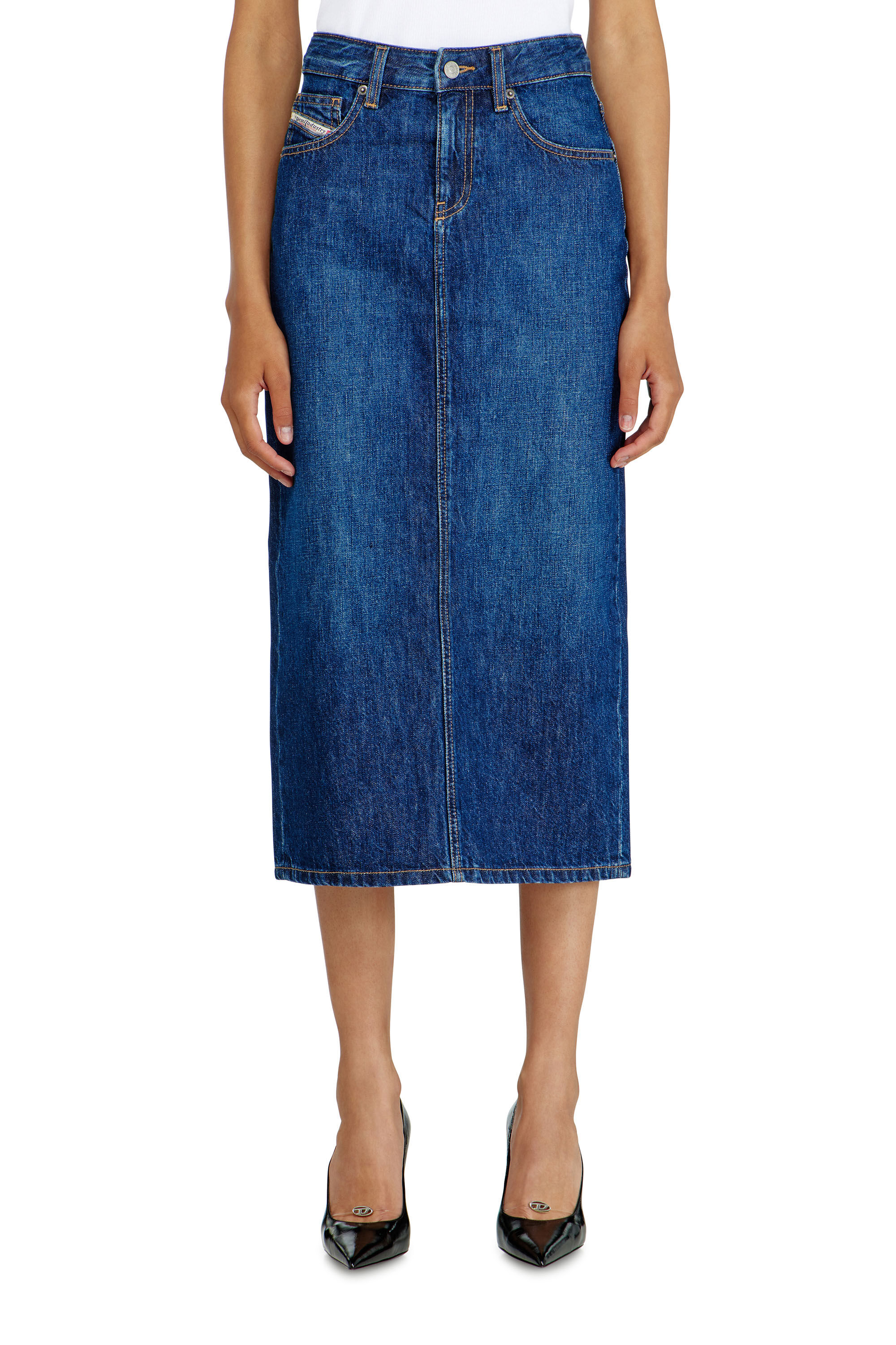 Diesel - DE-SKYE-D, Jupe midi en denim Femme in Bleu - 3