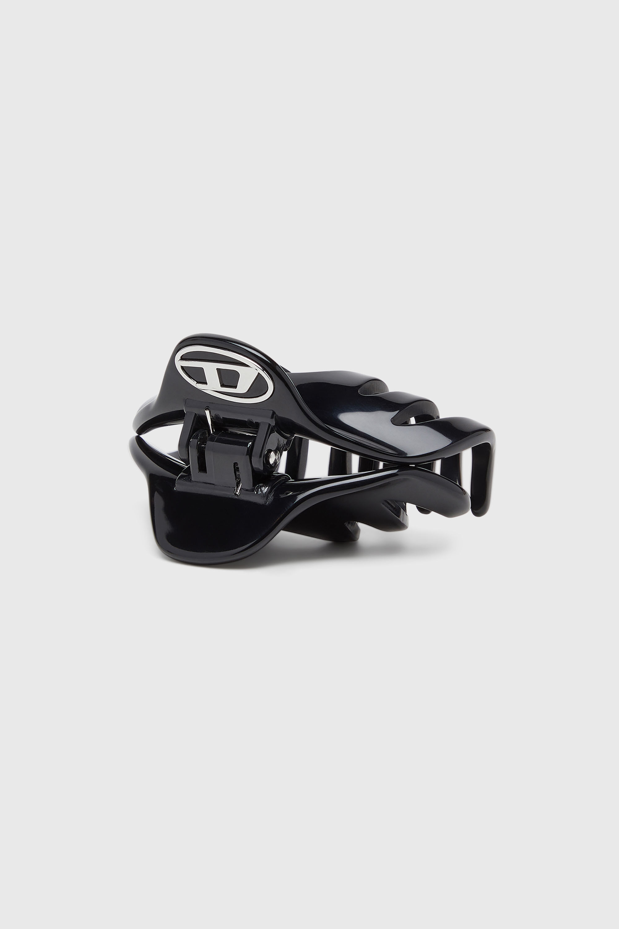 Diesel - TALON CLIP, Damen Haarspange aus Harz mit ovalem D Logo in Schwarz - 1