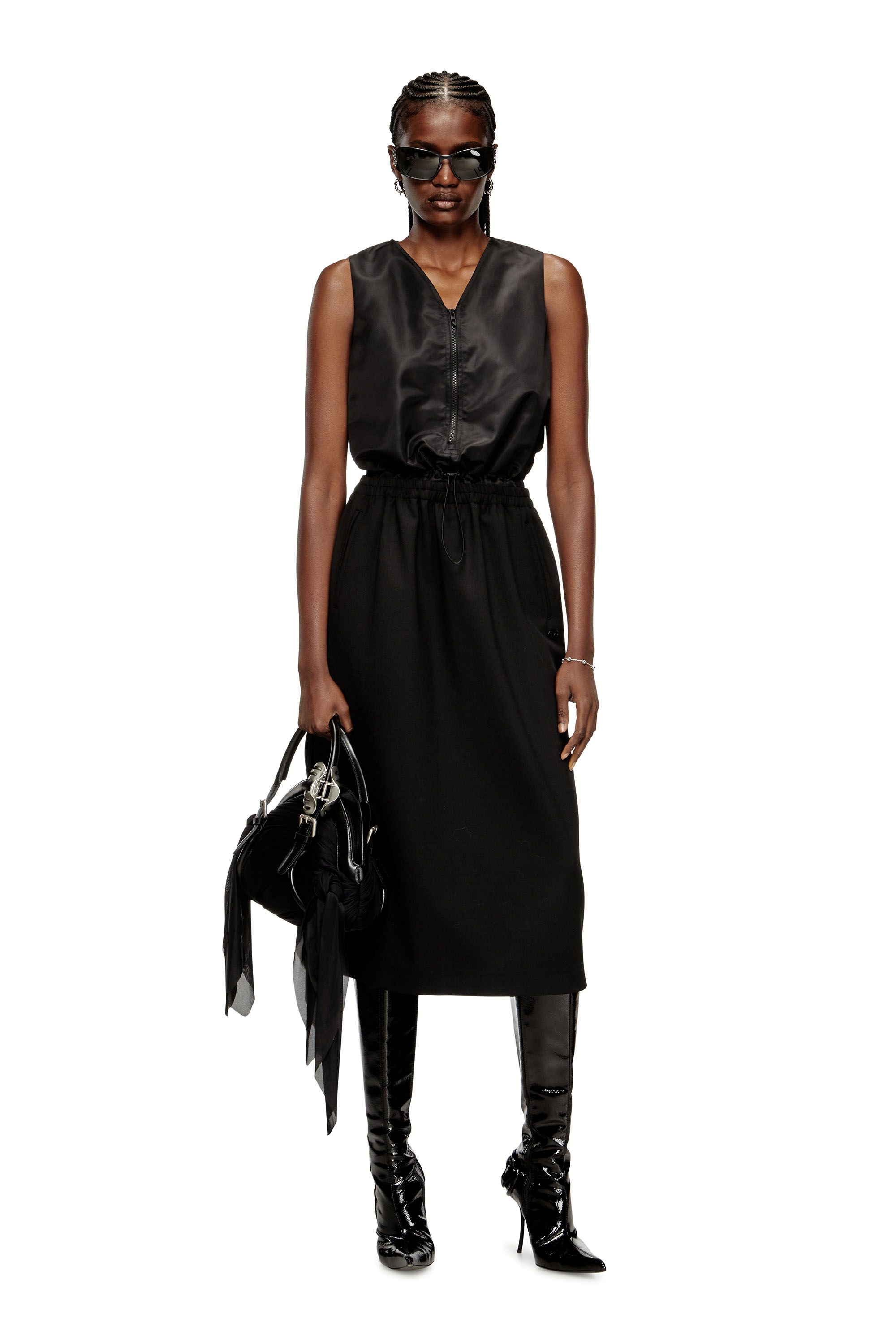 Diesel - D-RUID-R2, Damen Midikleid mit Rock aus Wolle in Schwarz - 1