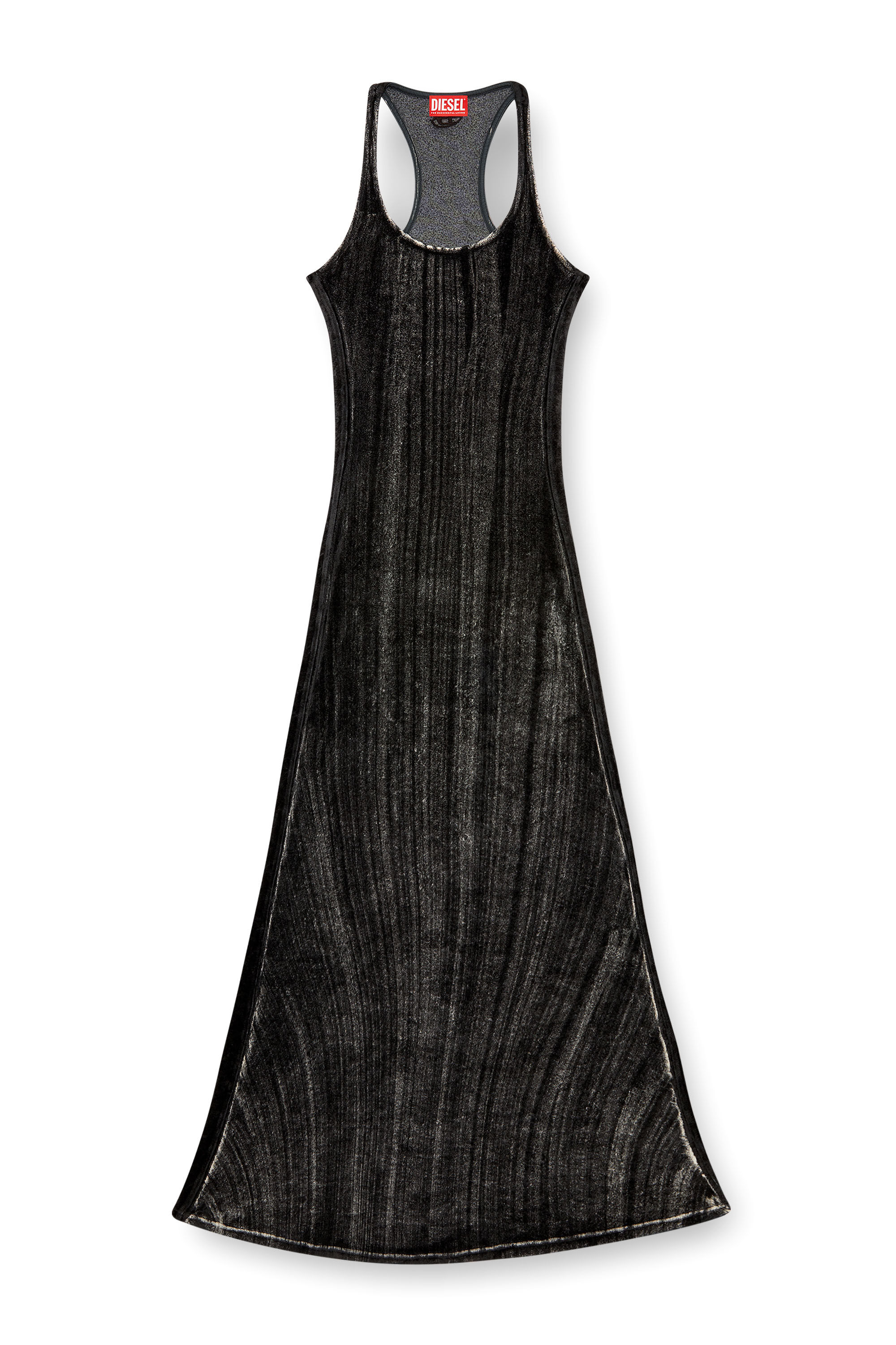 Diesel - D-VOG, Damen Langes Kleid aus Chenille mit Racerback in Schwarz - Image 2