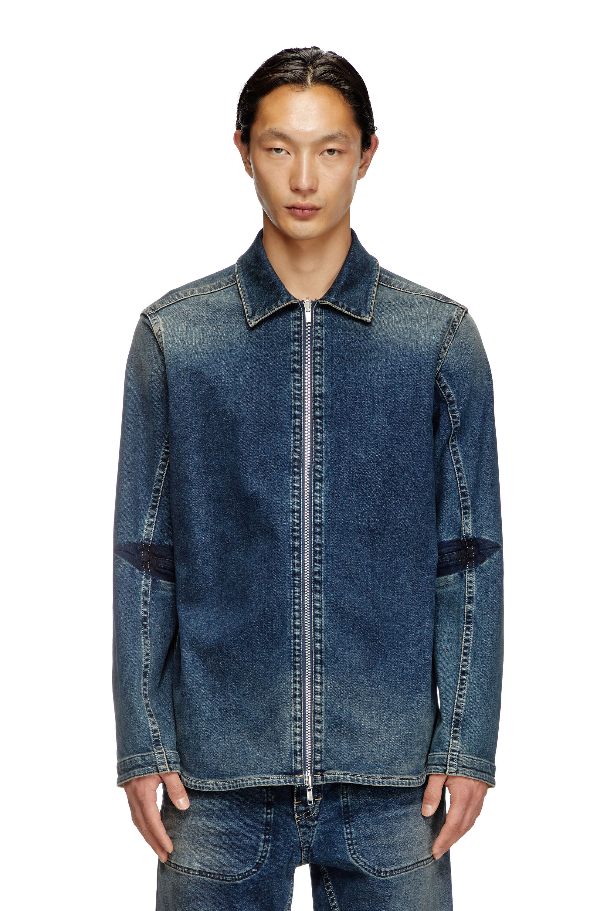 Diesel - D-SIMPLY-RE, Chemise zippée en denim Rehab Homme in Bleu - 3