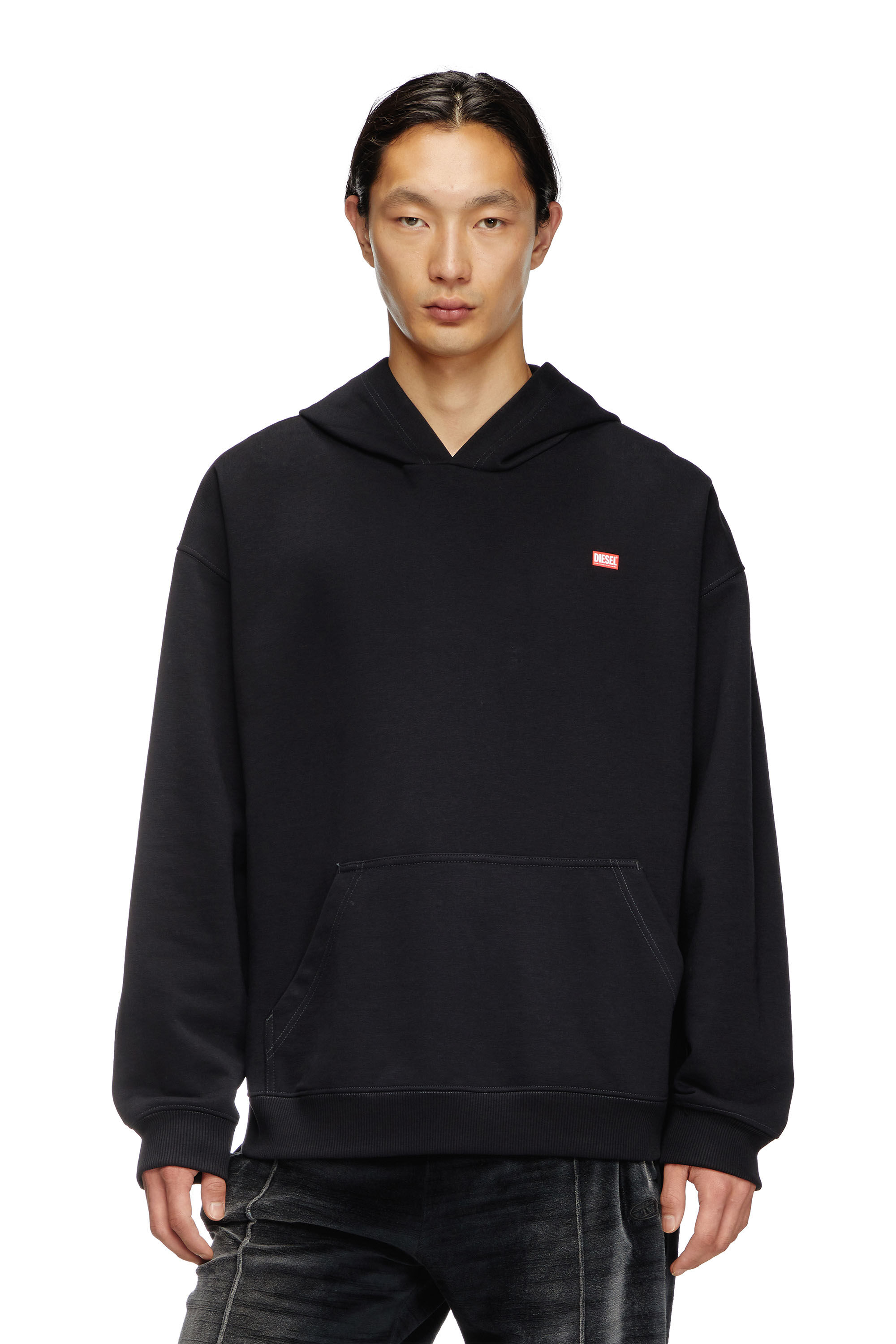 Diesel - S-BOXT-HOOD-R11, Sweat-shirt à capuche avec imprimé du défilé Homme in Noir - 3