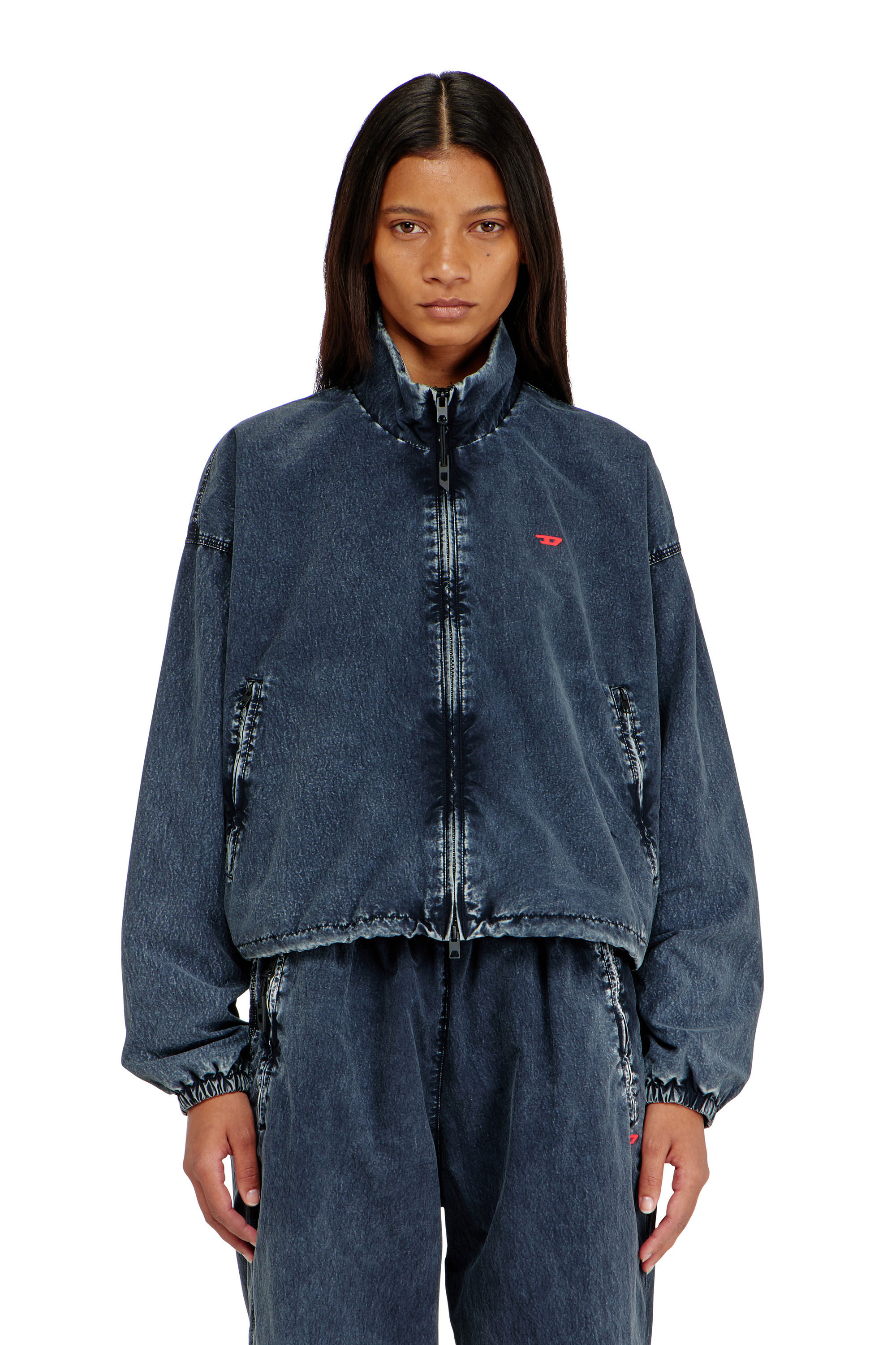 Diesel - G-LEAMER, Giacca windbreaker in taslan acid-wash Donna in Blu - 3