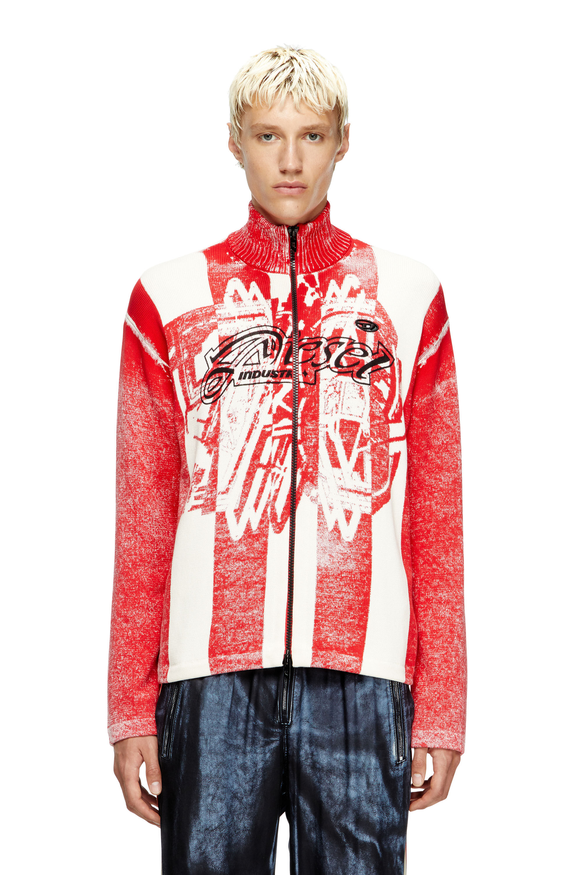 Diesel - K-OLIBA-JKT, Cardican con zip a strisce con stampa interna Uomo in Multicolor - 3